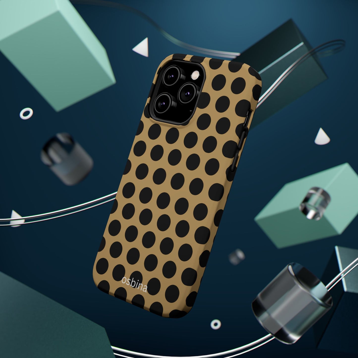 osbina | MagSafe compatible for iPhone | Camel Noir Dots Phone Case | Modern Muse Collection