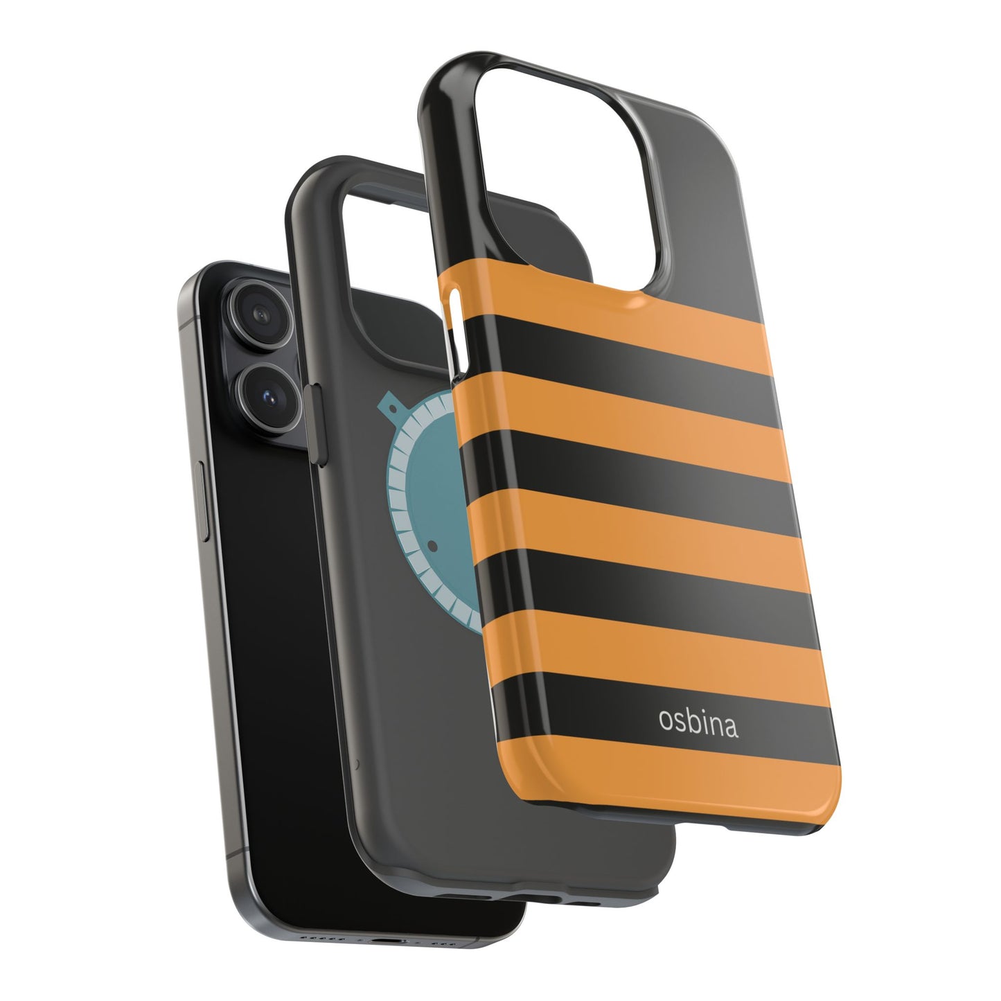 osbina | MagSafe Compatible for iPhone | The Horizon Stripe Case in Black + Orange | The Season Collective