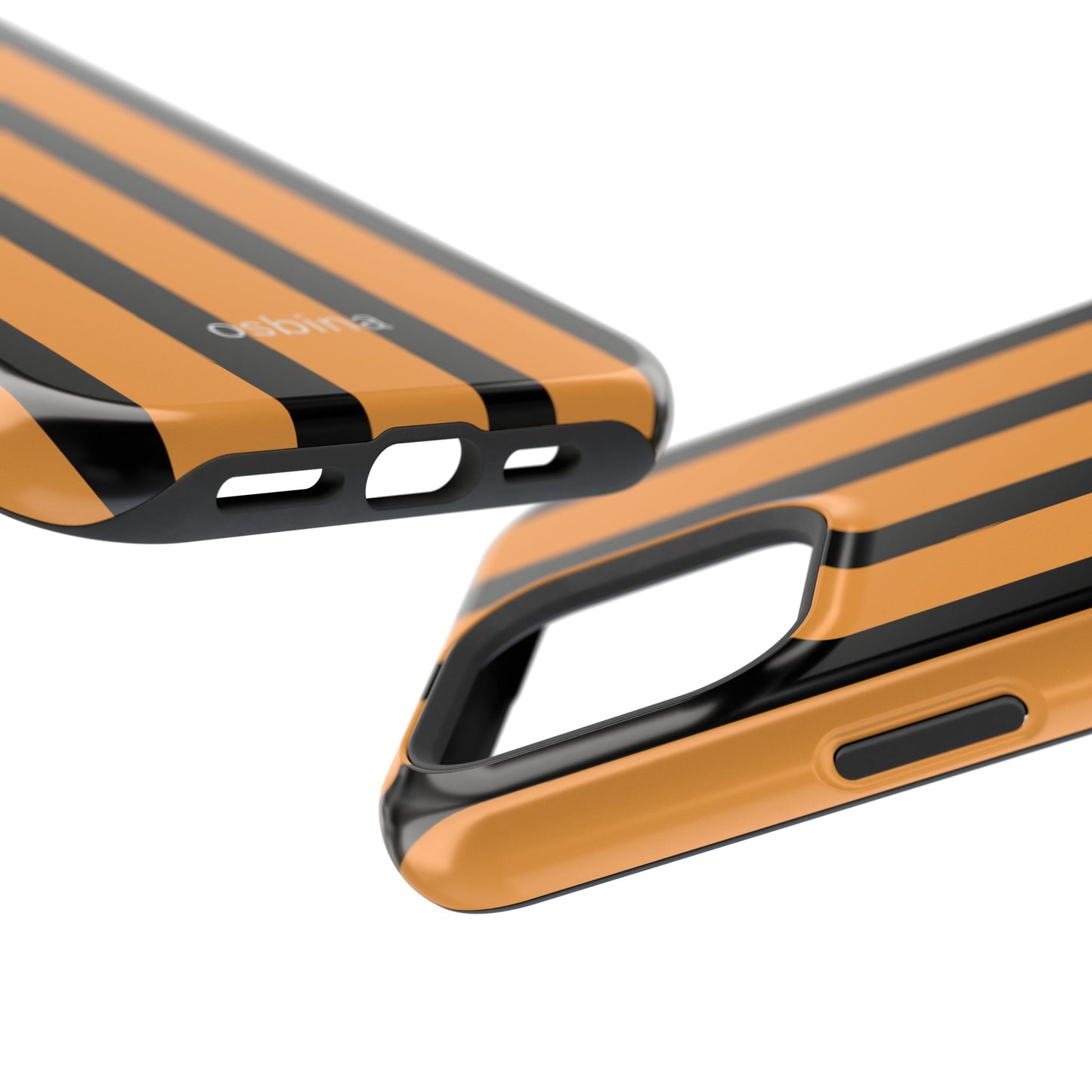 osbina | MagSafe Compatible for iPhone | The Statement Stripe Case in Black + Orange | The Season Collective