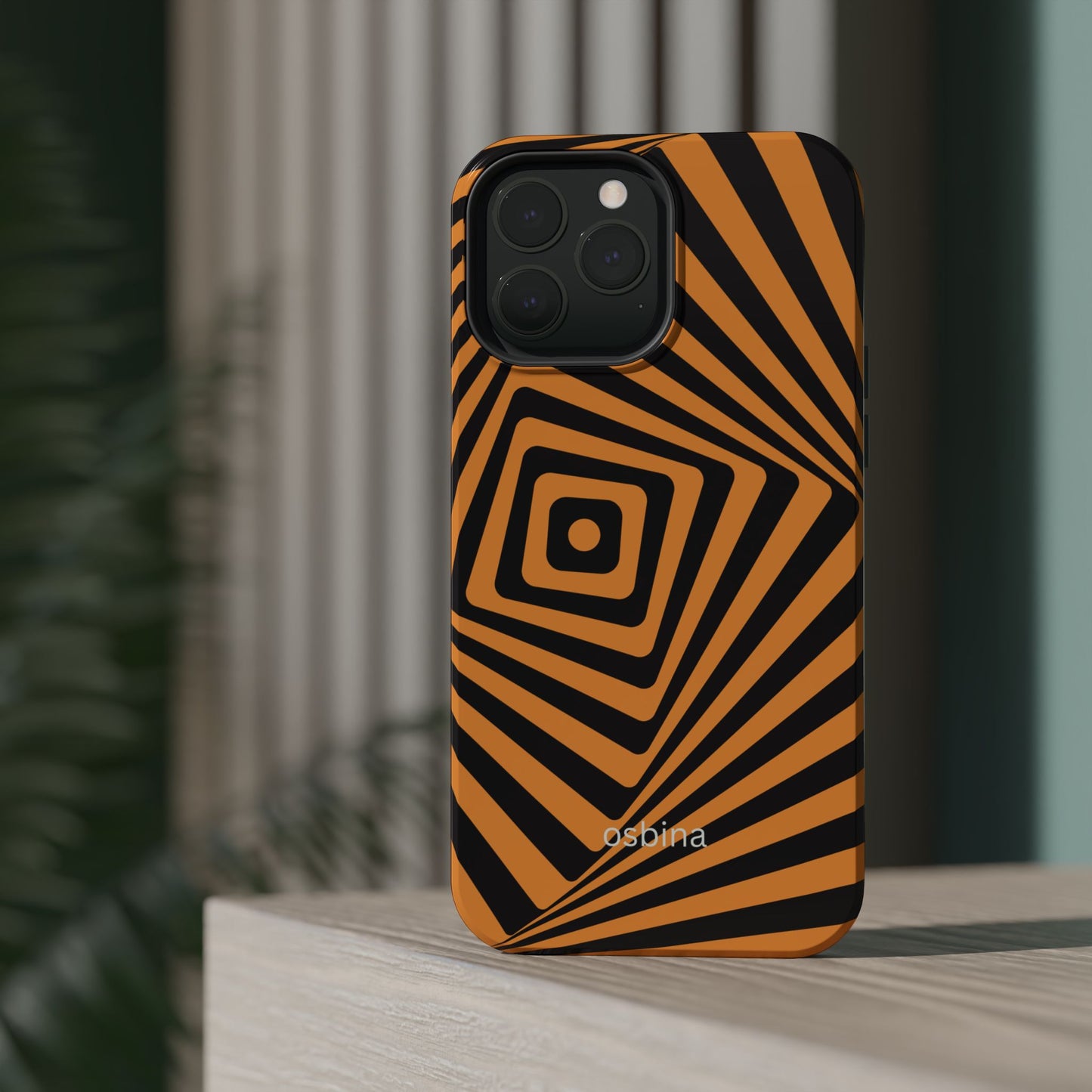 osbina | MagSafe Compatible for iPhone | Step Into the Zone — The Orange + Black Spiral Case | The Season Collective