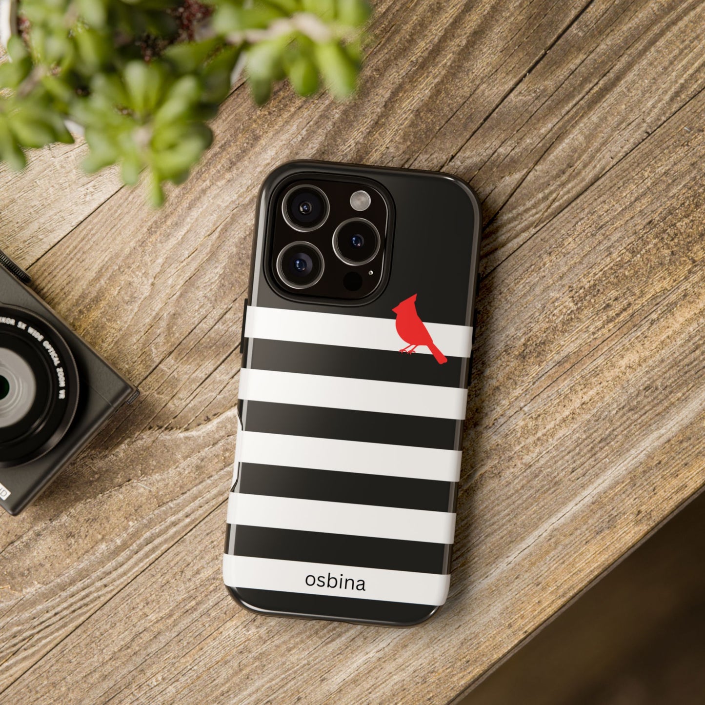 osbina | Redbird Edition Thinking of You Phone Case Black & White Stripe | Inspired By Collection