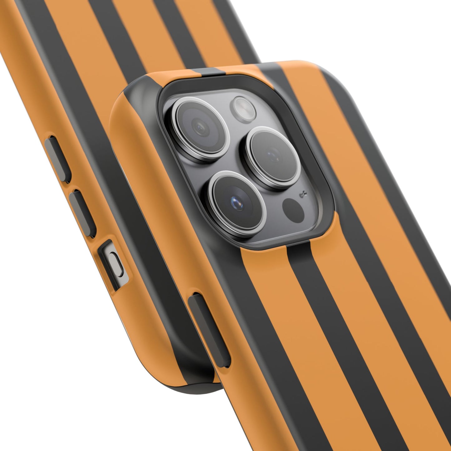 osbina | MagSafe Compatible for iPhone | The Statement Stripe Case in Black + Orange | The Season Collective