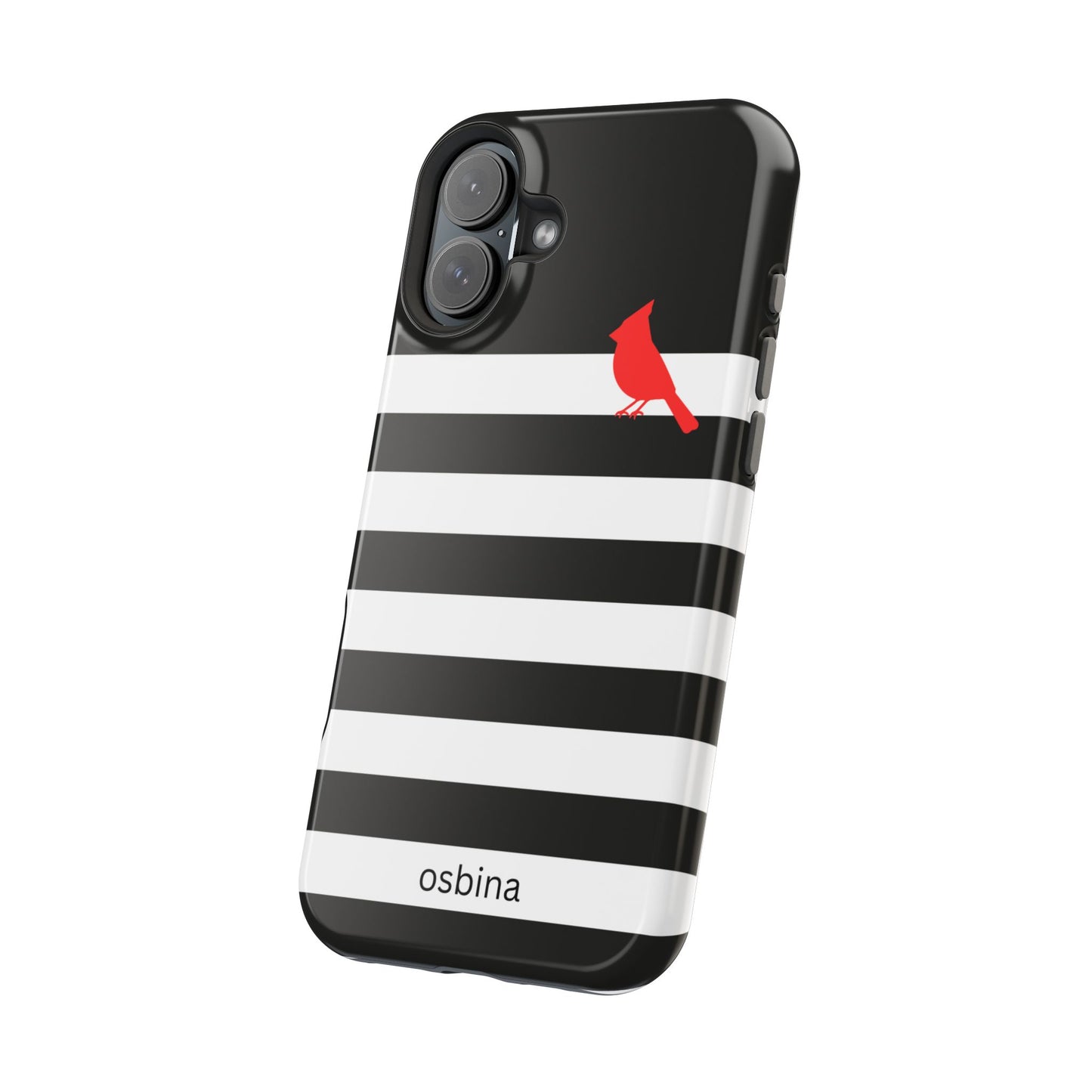 osbina | MagSafe compatible for iPhone | Redbird Edition Thinking of You Phone Case Black & White Stripe | Inspired By Collection