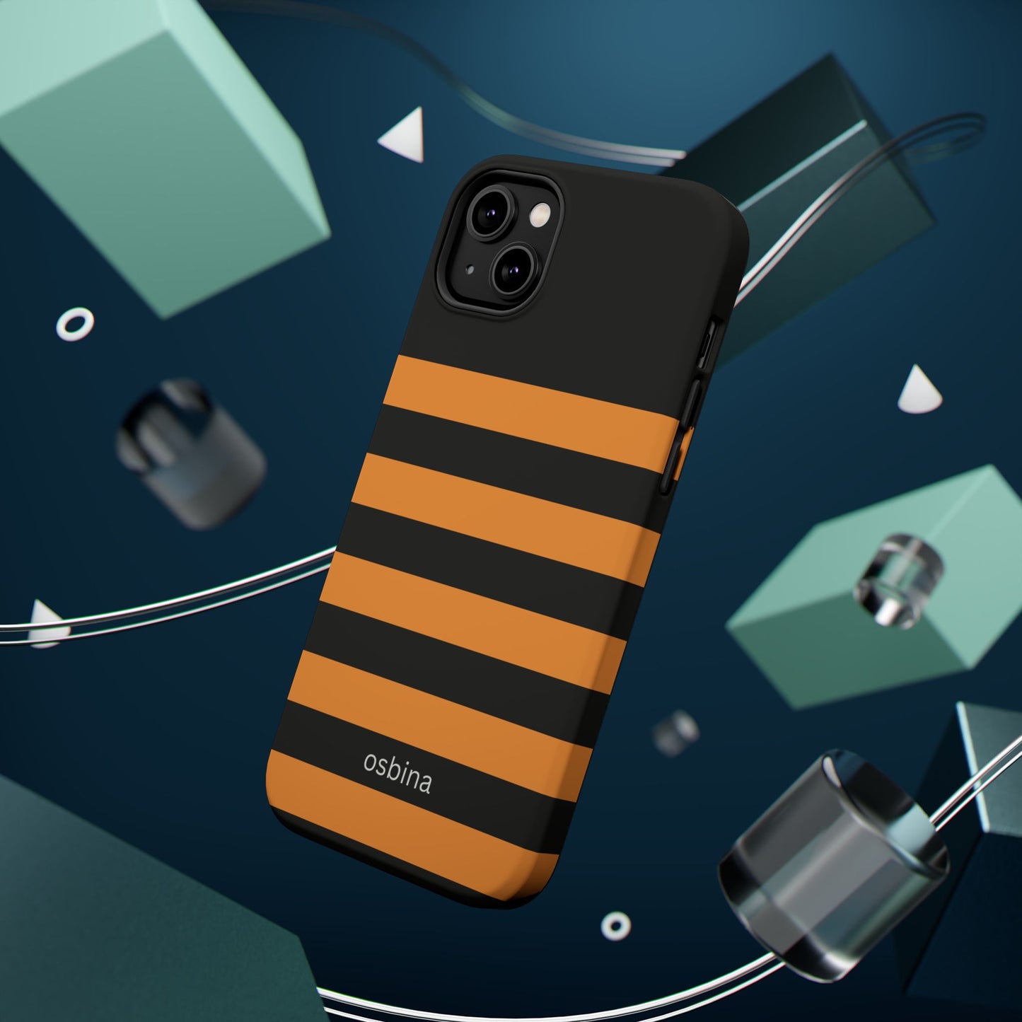 osbina | MagSafe Compatible for iPhone | The Horizon Stripe Case in Black + Orange | The Season Collective