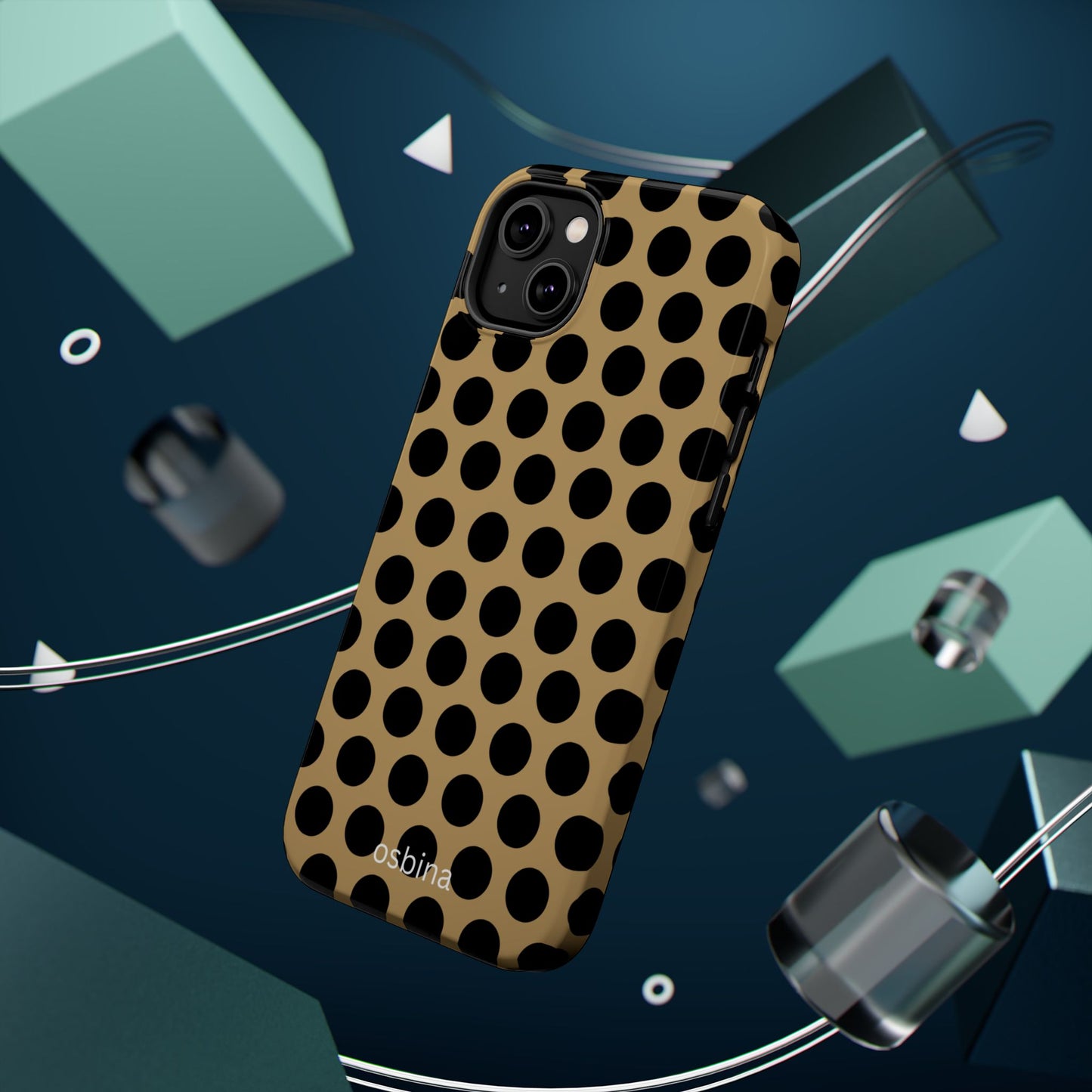 osbina | MagSafe compatible for iPhone | Camel Noir Dots Phone Case | Modern Muse Collection