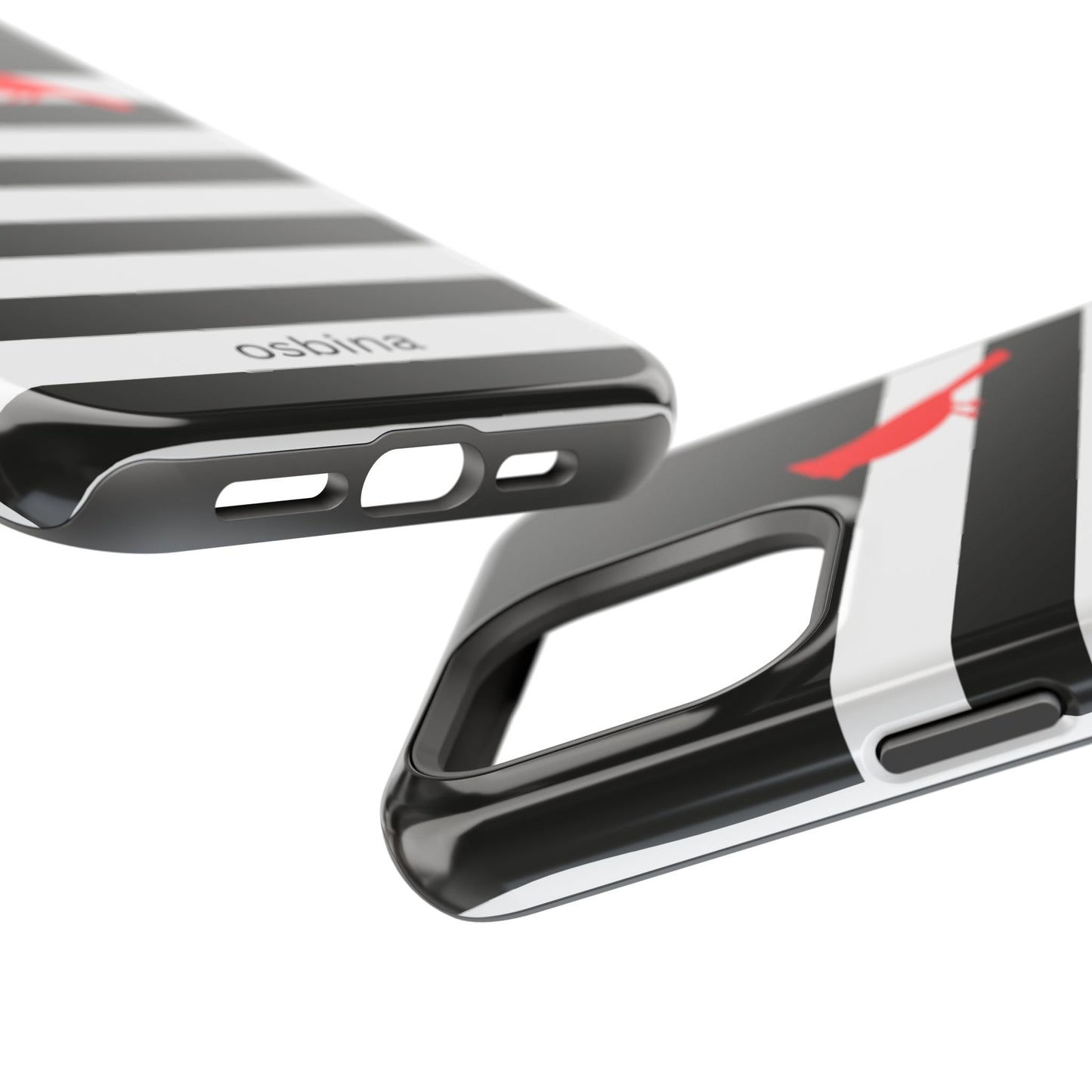 osbina | MagSafe compatible for iPhone | Redbird Edition Thinking of You Phone Case Black & White Stripe | Inspired By Collection