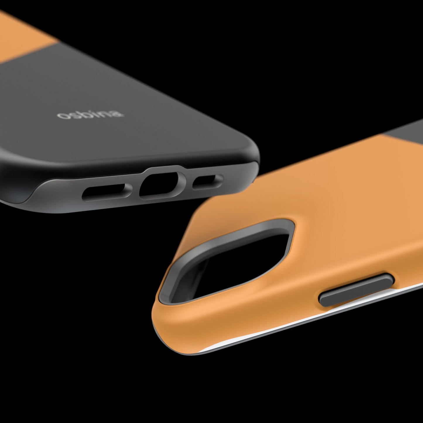 osbina | MagSafe Compatible for iPhone | Bold Moves Only — The Orange + Black Split Diagonal Case | The Season Collective