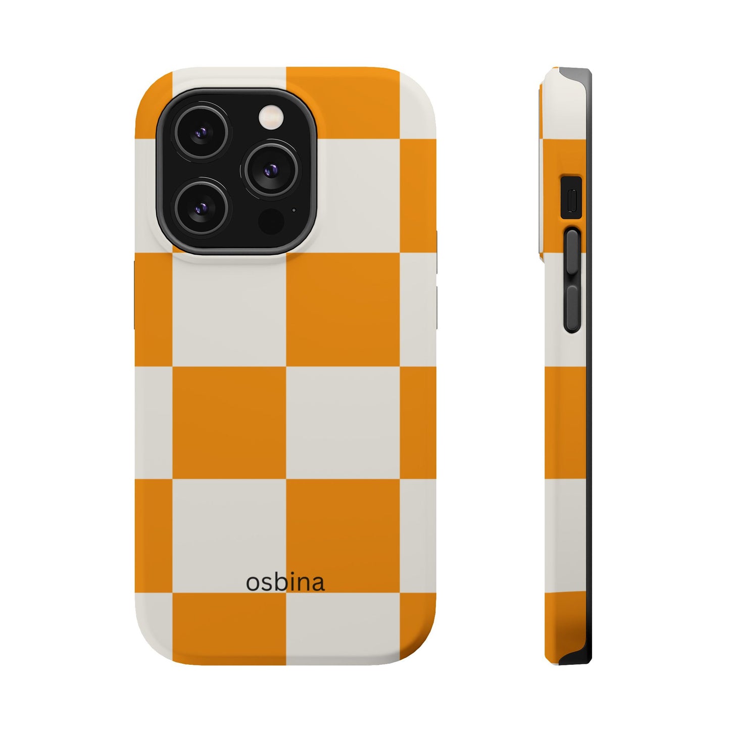 osbina | MagSafe Compatible for iPhone | Check You Out — The Orange + White Check Case | The Season Collective