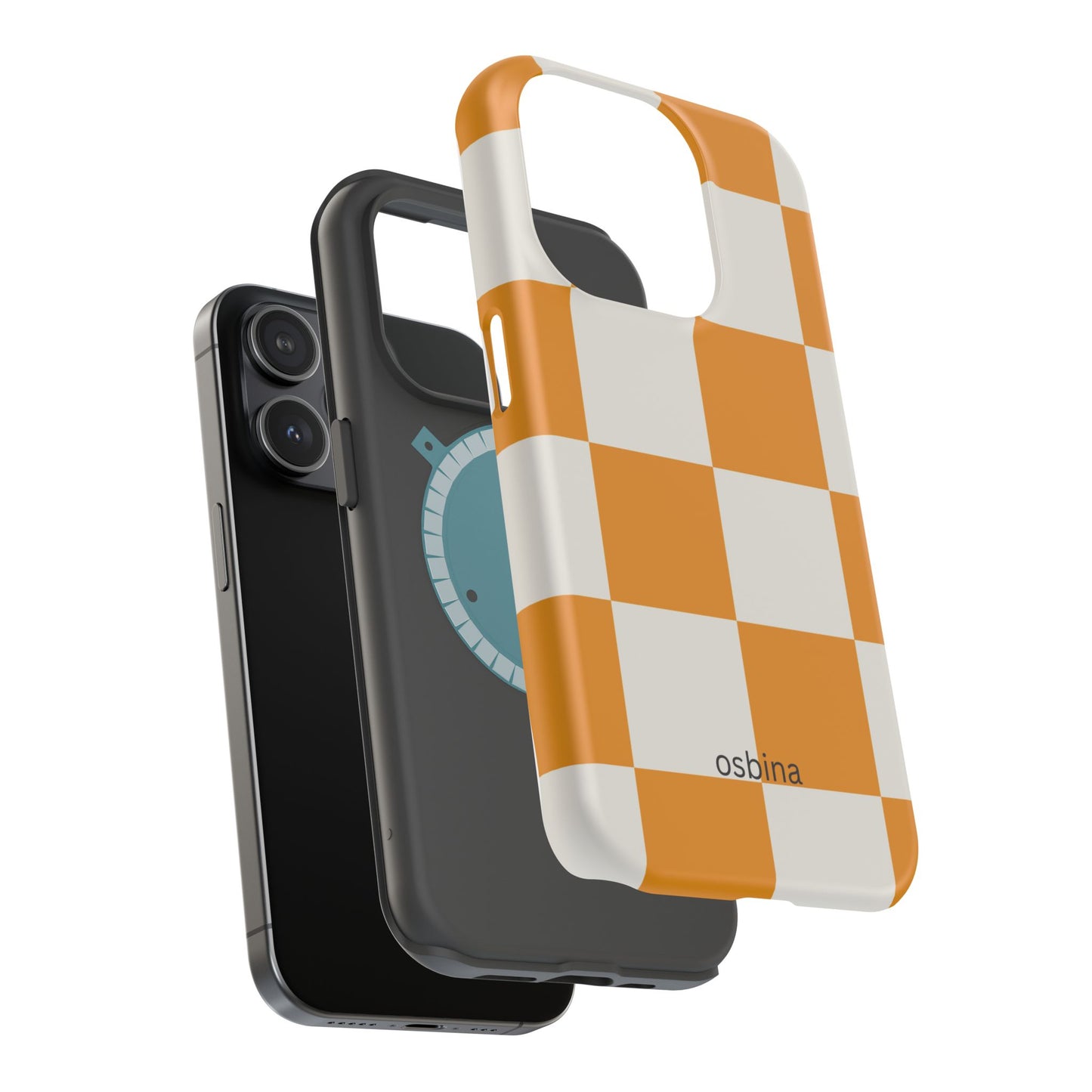 osbina | MagSafe Compatible for iPhone | Check You Out — The Orange + White Check Case | The Season Collective