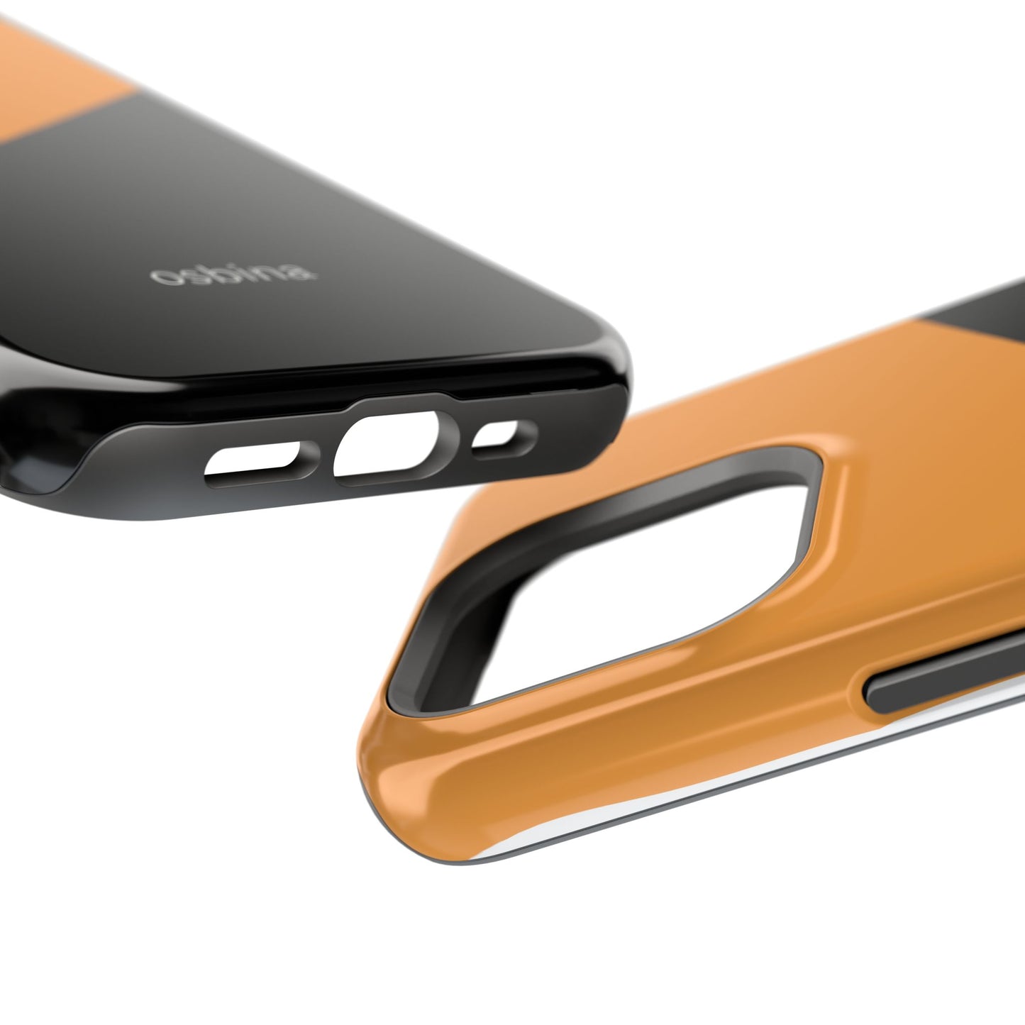osbina | MagSafe Compatible for iPhone | Bold Moves Only — The Orange + Black Split Diagonal Case | The Season Collective
