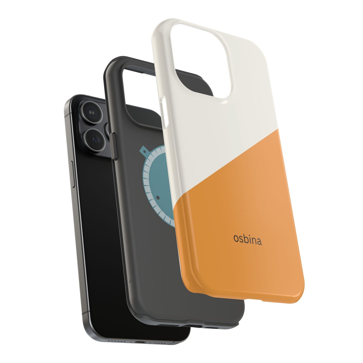 osbina | MagSafe Compatible for iPhone | Divide & Conquer — The Orange + White Split Diagonal Case | The Season Collective