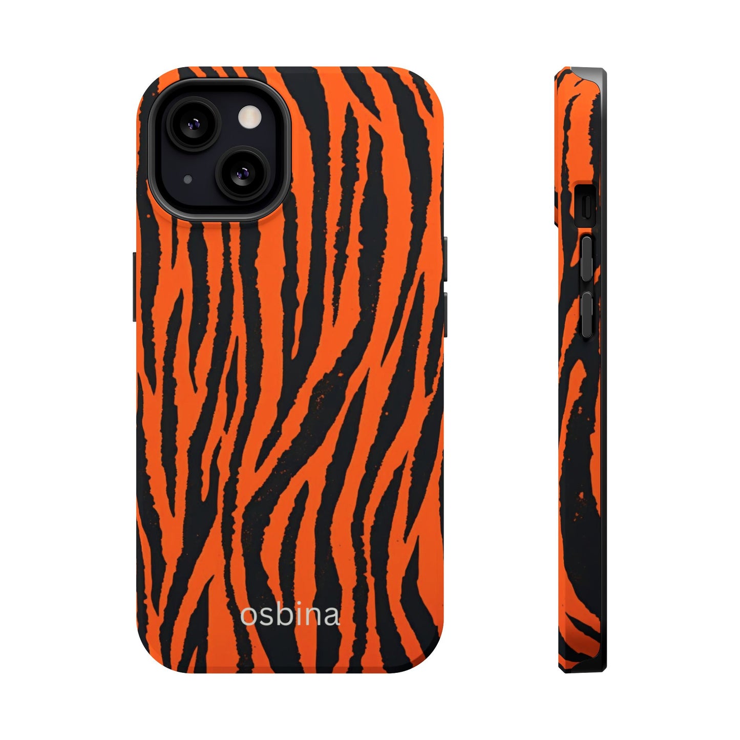 osbina | MagSafe Compatible for iPhone | Tiger, But Make It Chic — The Bengal Stripe Case in Orange + Black | The Season Collective