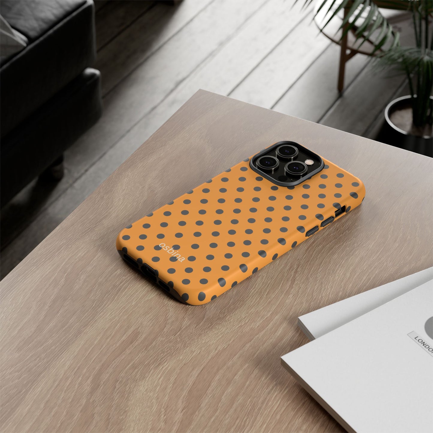 osbina | Spot On Chic — The Orange + Black Polka Dot Case | The Season Collective
