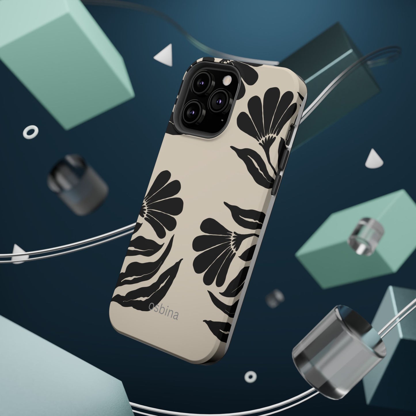osbina | MagSafe compatible for iPhone | Obsidian Bloom Flower Phone Case | Modern Muse Collection