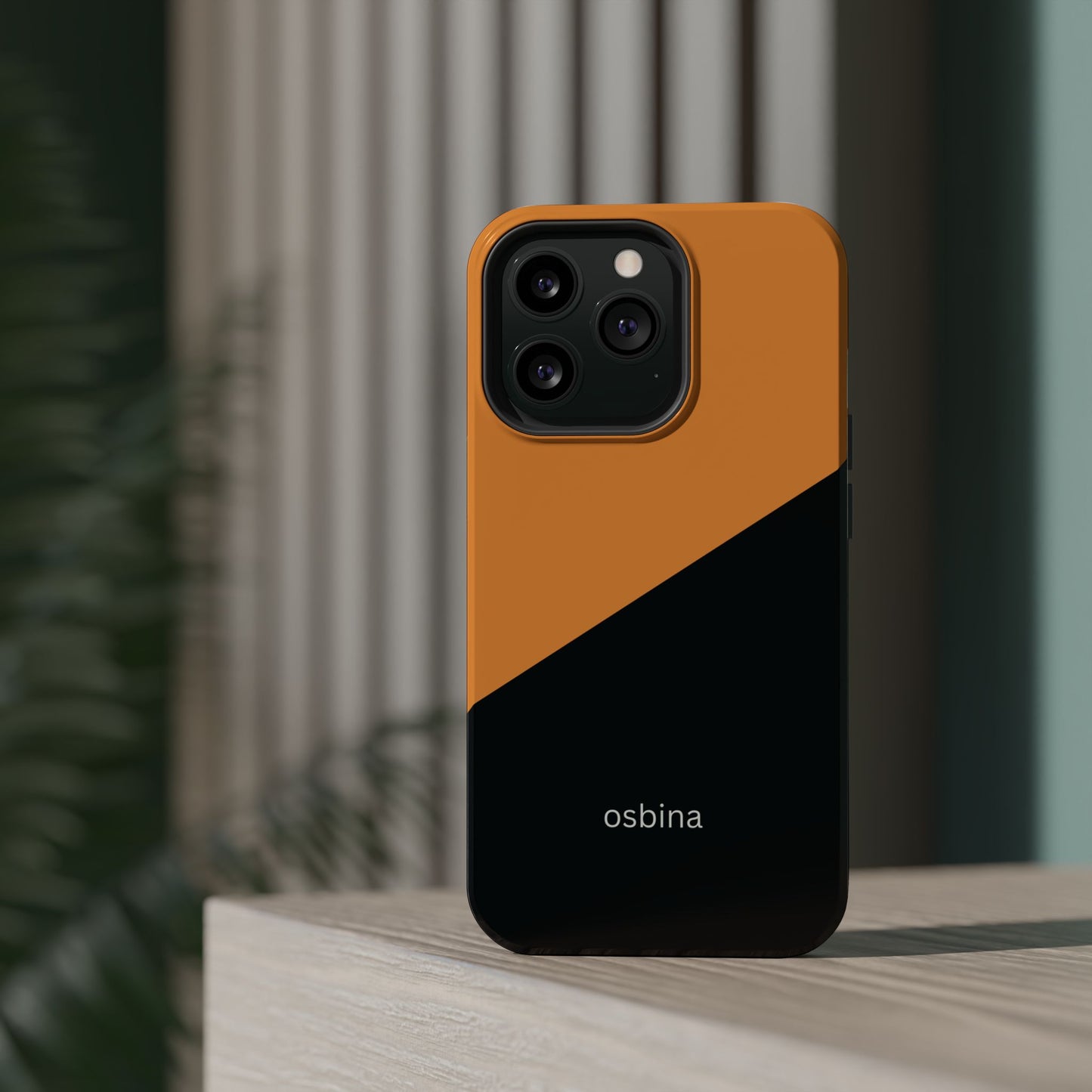 osbina | MagSafe Compatible for iPhone | Bold Moves Only — The Orange + Black Split Diagonal Case | The Season Collective