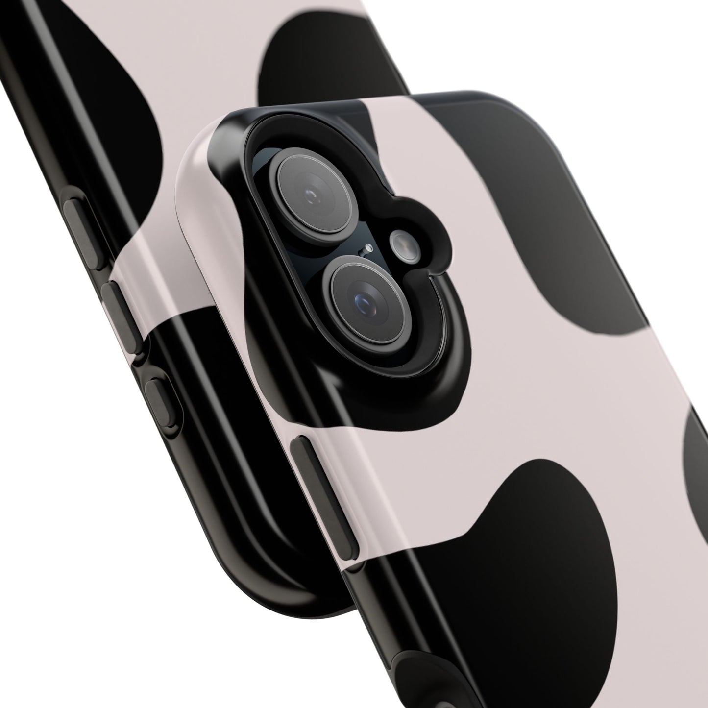 osbina | MagSafe compatible for iPhone | Prairie Chic Pink & Black Cow Print Phone Case | Modern Muse Collection