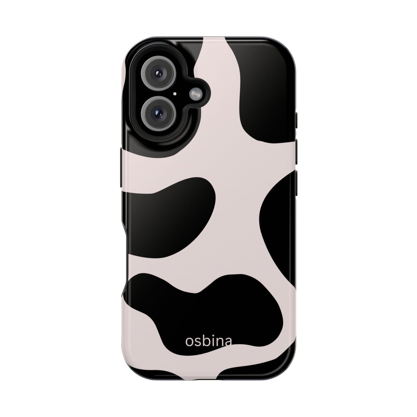 osbina | MagSafe compatible for iPhone | Prairie Chic Pink & Black Cow Print Phone Case | Modern Muse Collection