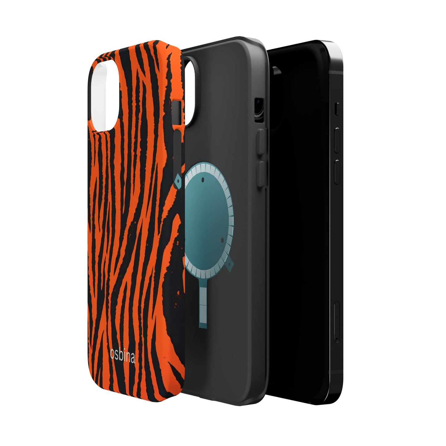 osbina | MagSafe Compatible for iPhone | Tiger, But Make It Chic — The Bengal Stripe Case in Orange + Black | The Season Collective