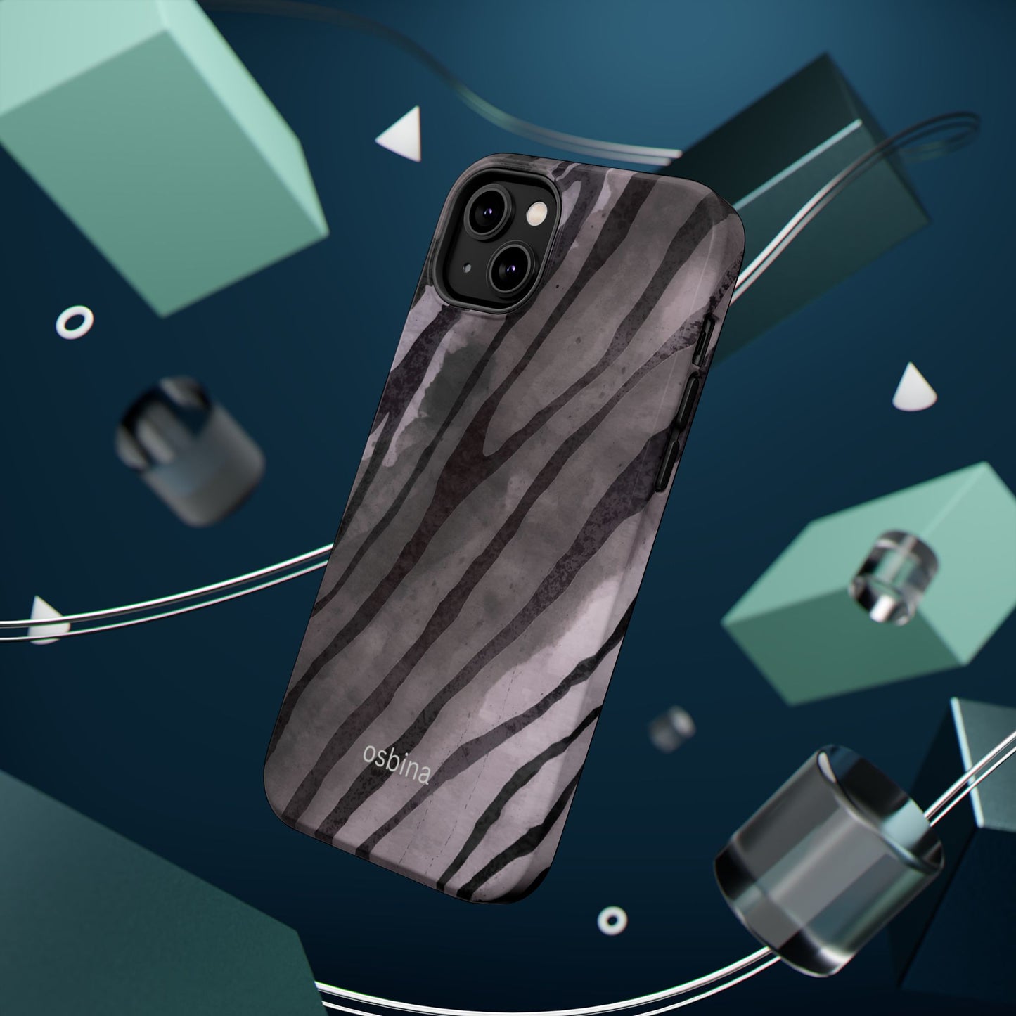 osbina | MagSafe Compatible for iPhone | Stripes on Point — The Muted Gray + Black Tiger Case | The Season Collective