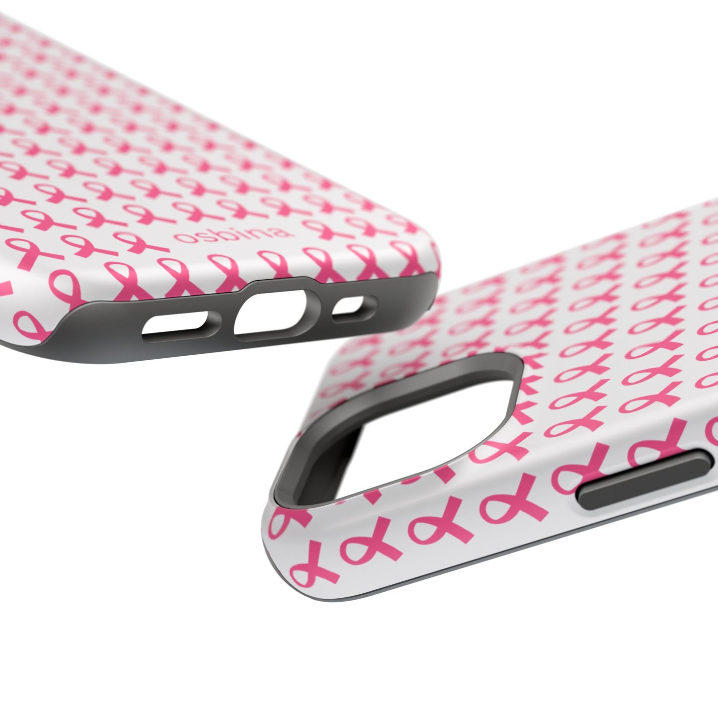 osbina | MagSafe compatible for iPhone | Limited Edition The Side By Side Pink Ribbons Case in Light Pink + Soft Pink + Hot Pink | The Pink October Collection | Inspired By