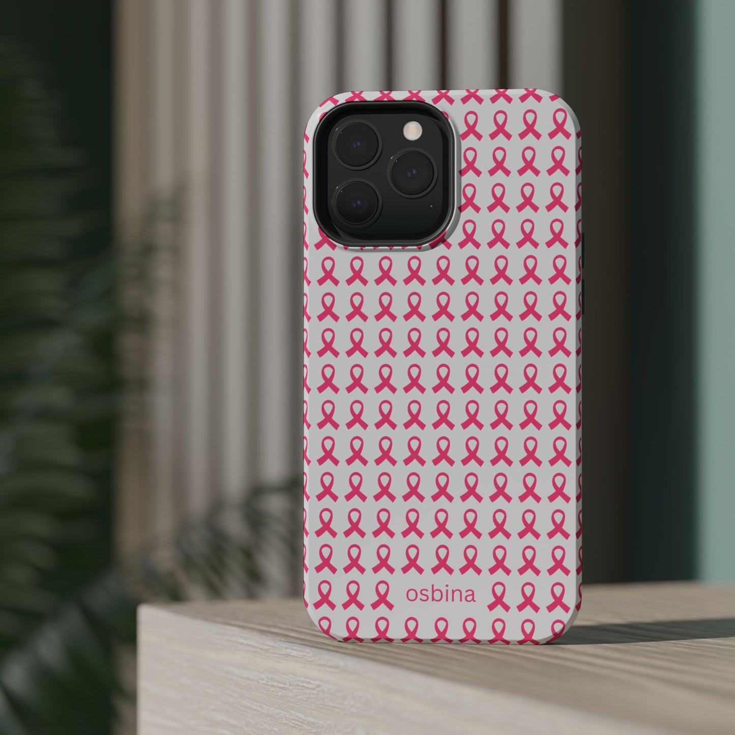 osbina | MagSafe compatible for iPhone | Limited Edition The Side By Side Pink Ribbons Case in Light Pink + Soft Pink + Hot Pink | The Pink October Collection | Inspired By