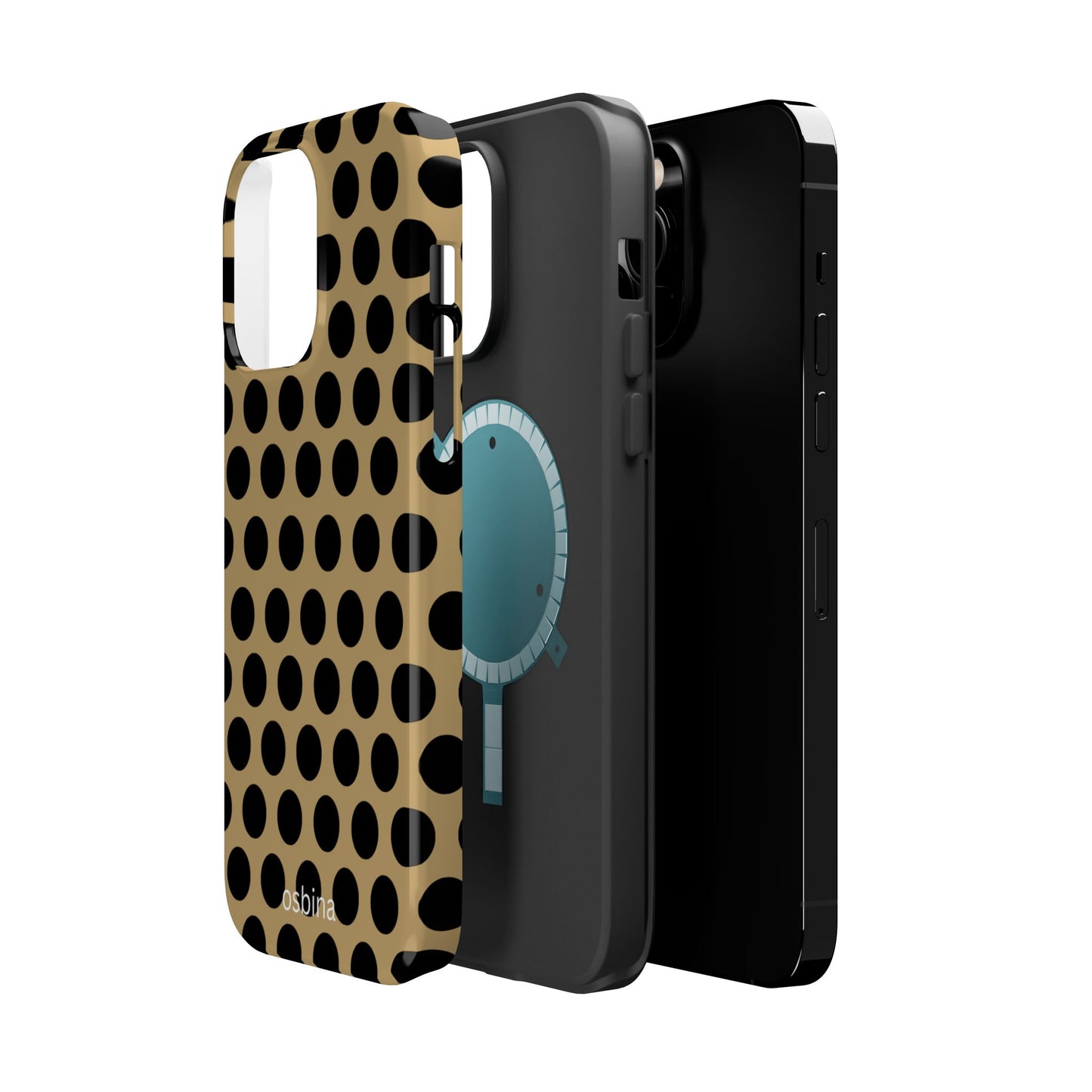 osbina | MagSafe compatible for iPhone | Camel Noir Dots Phone Case | Modern Muse Collection