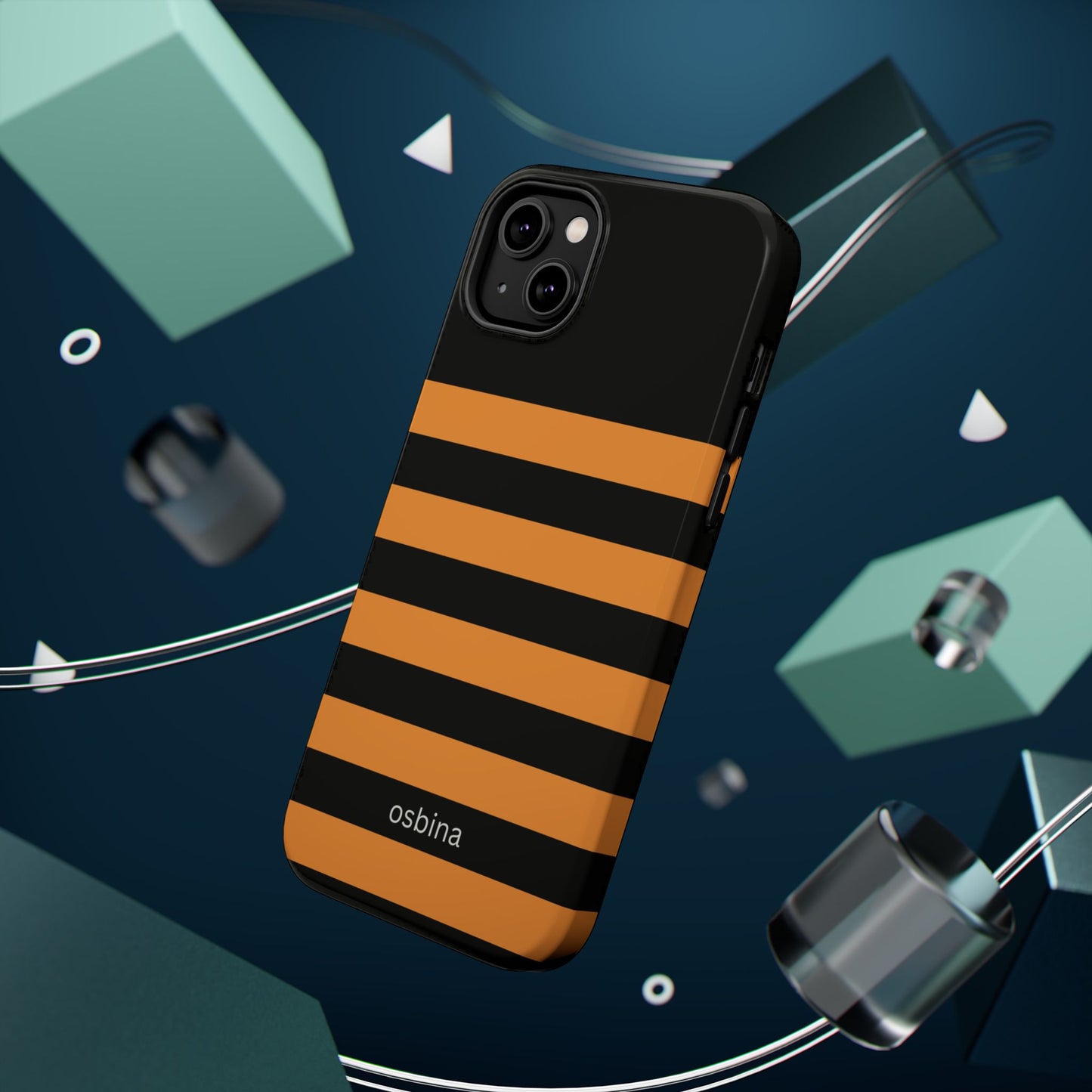 osbina | MagSafe Compatible for iPhone | The Horizon Stripe Case in Black + Orange | The Season Collective