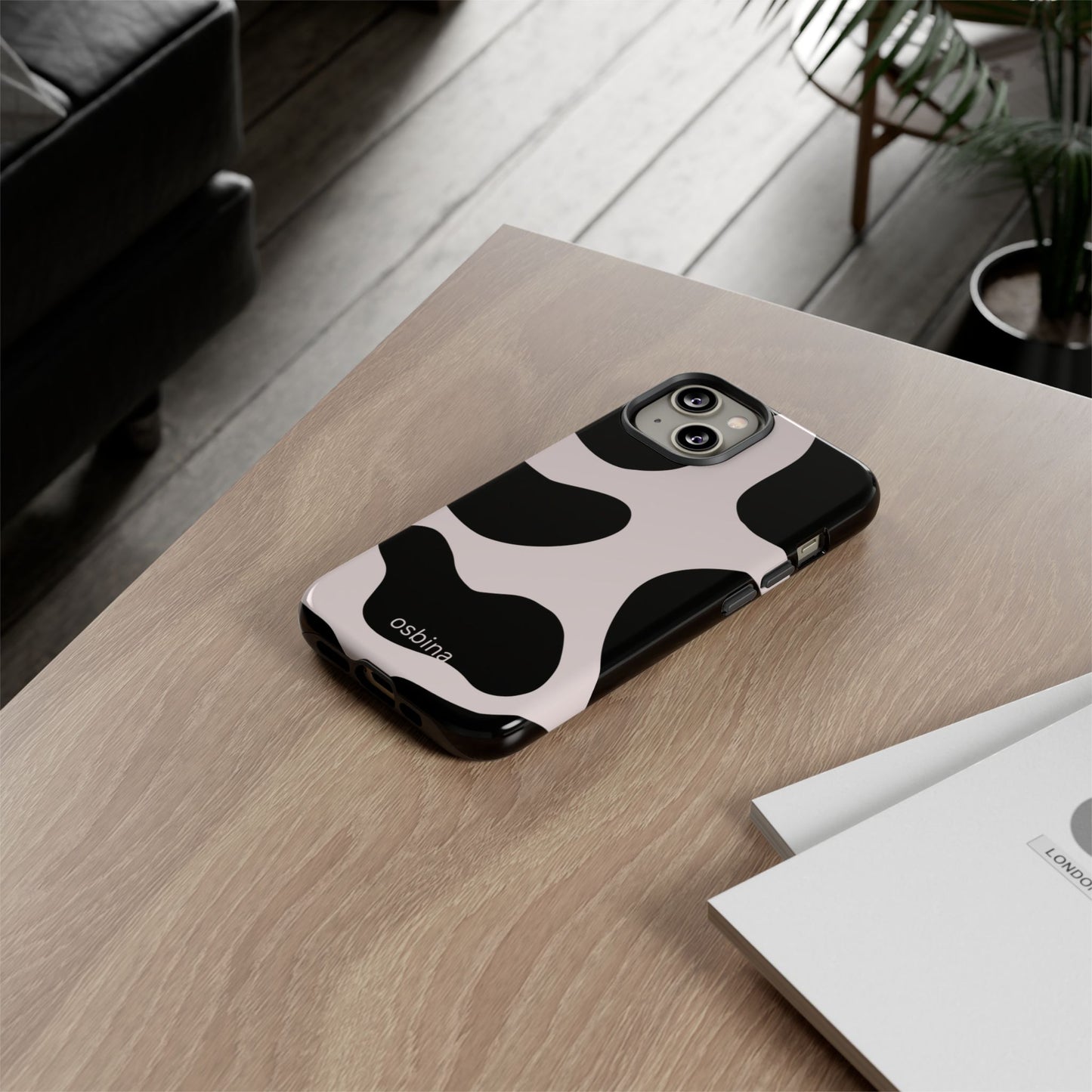 osbina | Prairie Chic Pink & Black Cow Print Phone Case | Modern Muse Collection