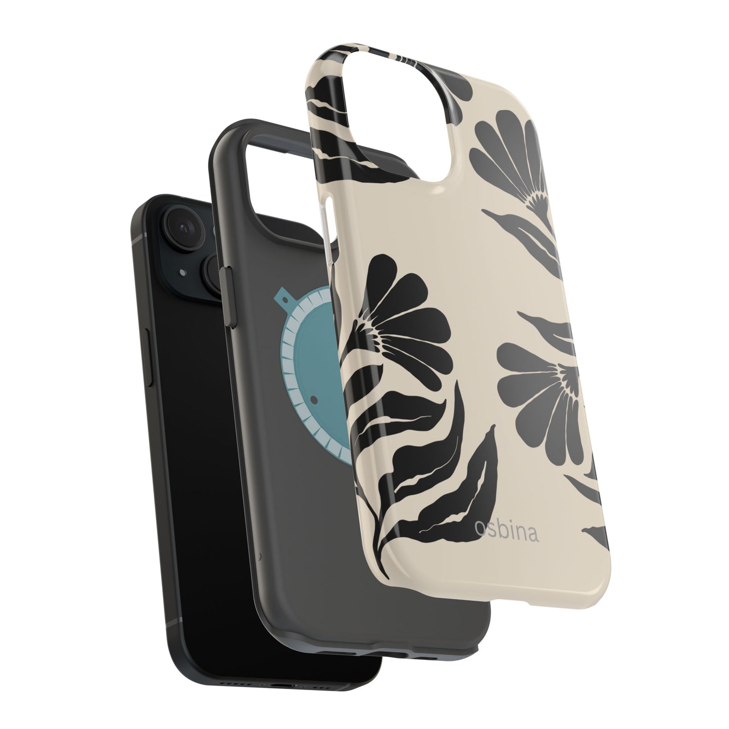 osbina | MagSafe compatible for iPhone | Obsidian Bloom Flower Phone Case | Modern Muse Collection