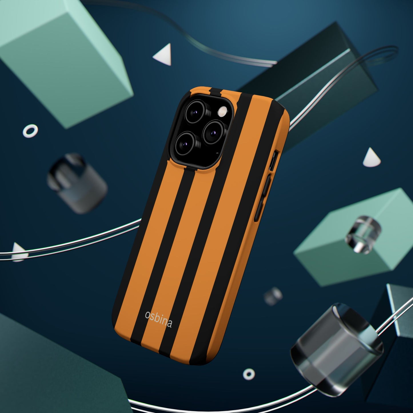 osbina | MagSafe Compatible for iPhone | The Statement Stripe Case in Black + Orange | The Season Collective