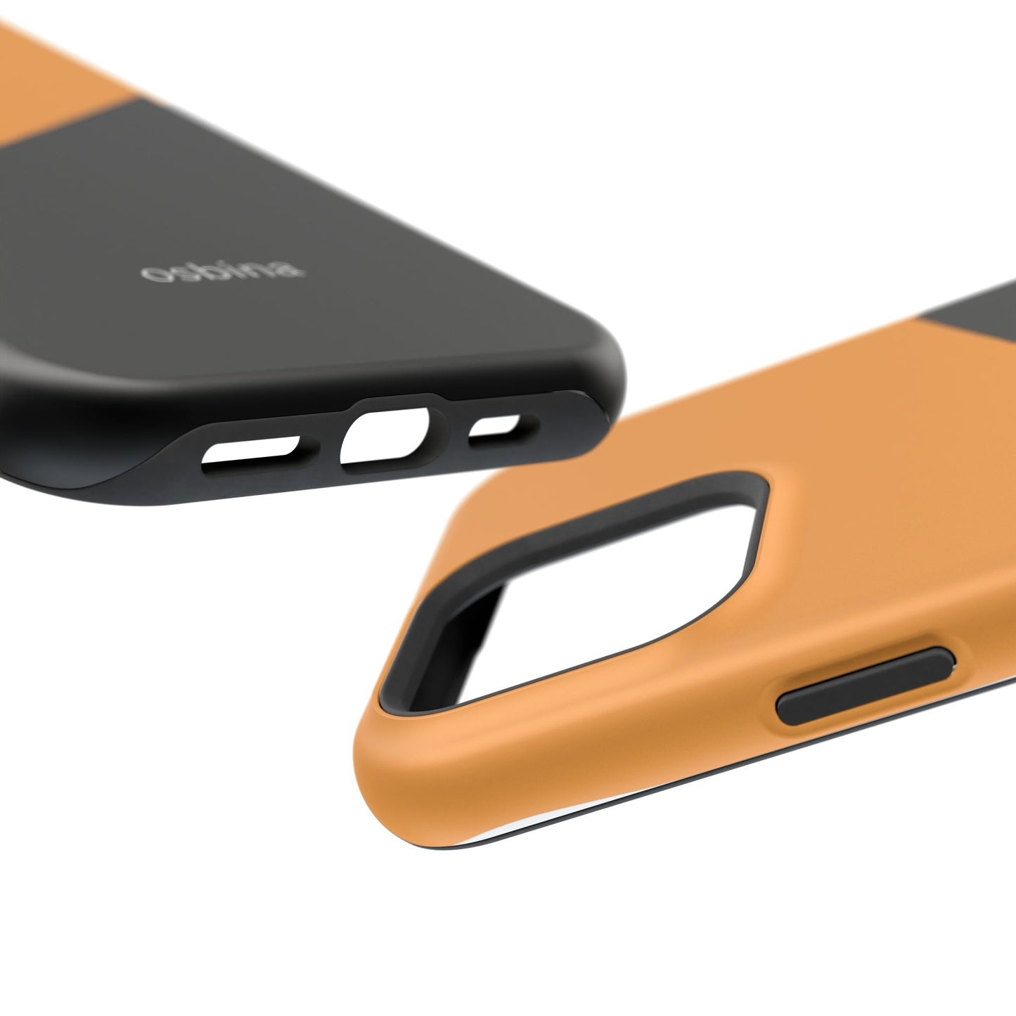 osbina | MagSafe Compatible for iPhone | Bold Moves Only — The Orange + Black Split Diagonal Case | The Season Collective