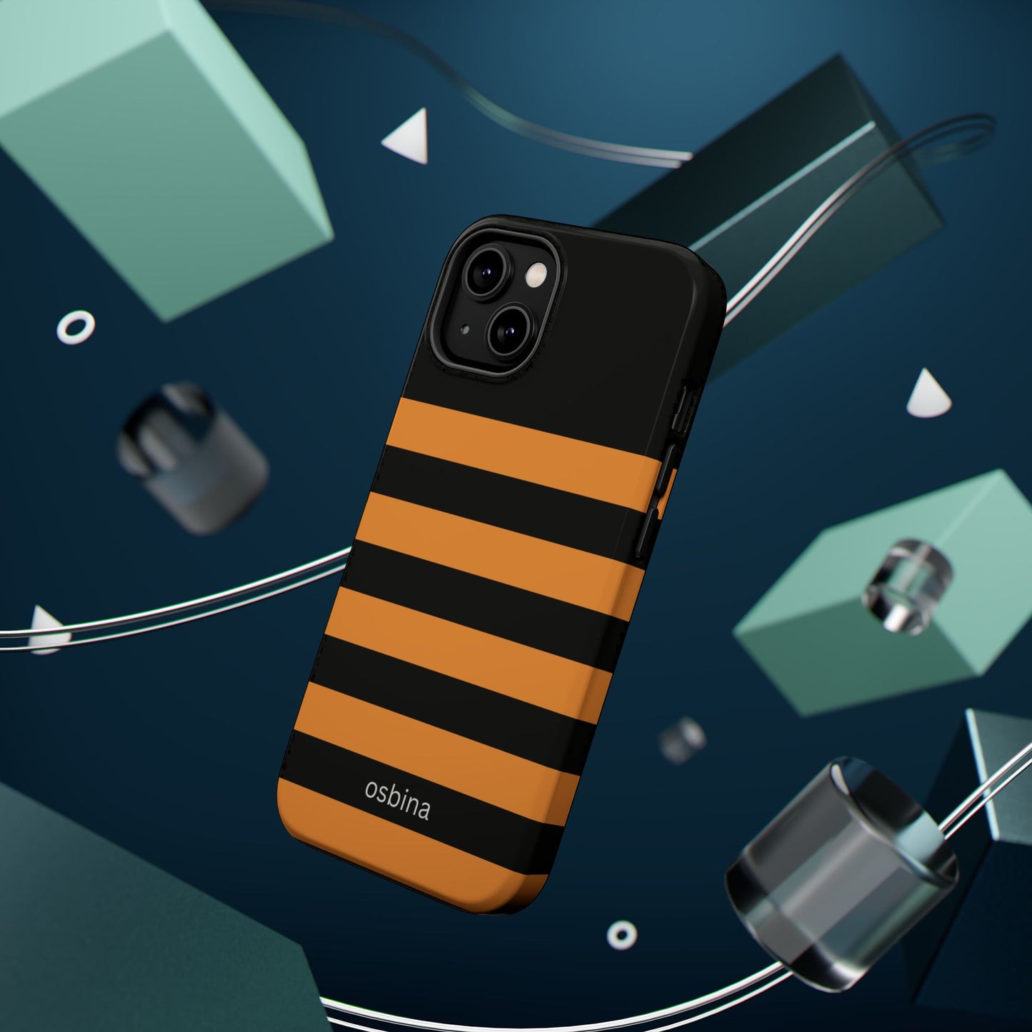 osbina | MagSafe Compatible for iPhone | The Horizon Stripe Case in Black + Orange | The Season Collective