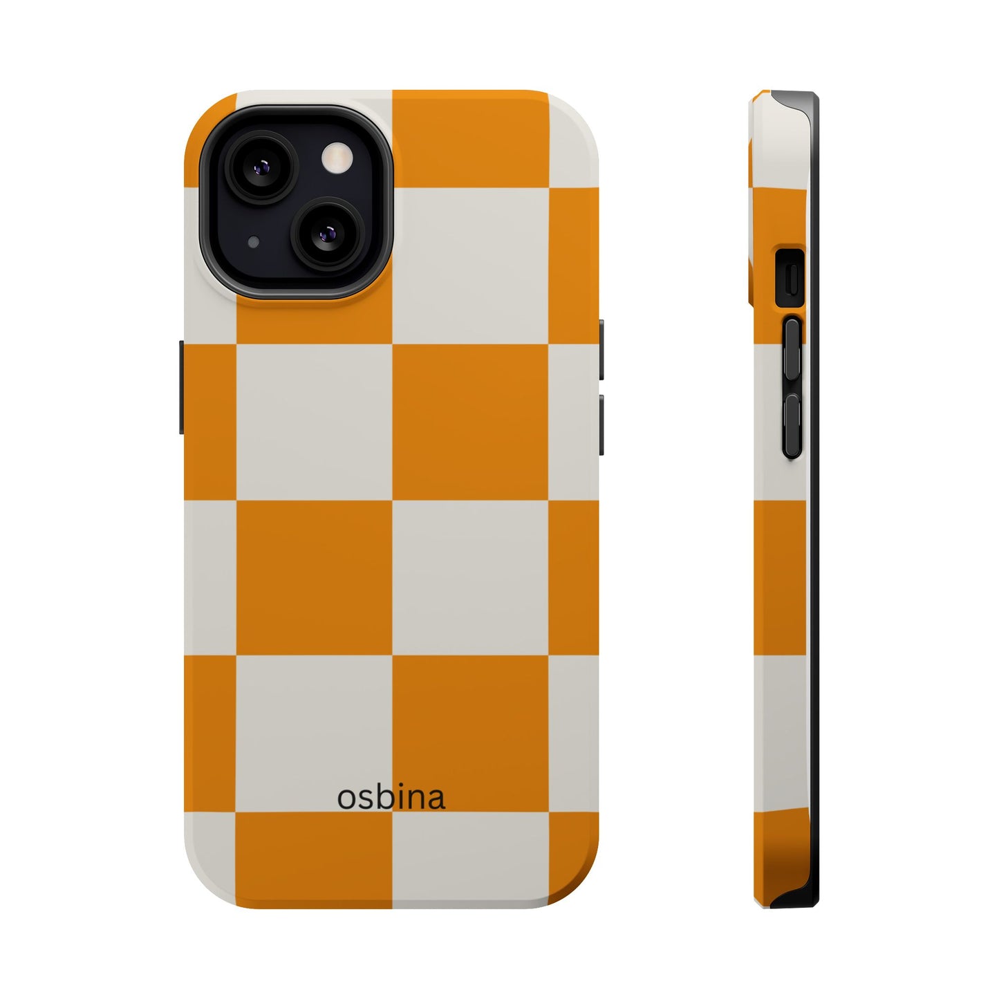 osbina | MagSafe Compatible for iPhone | Check You Out — The Orange + White Check Case | The Season Collective