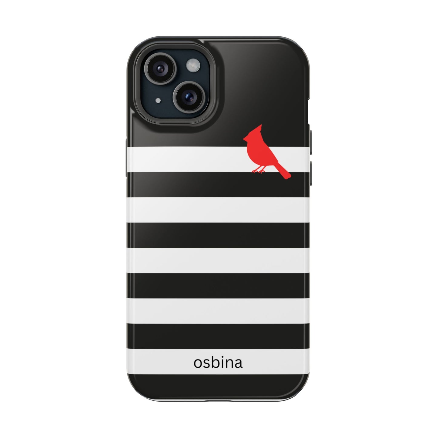 osbina | MagSafe compatible for iPhone | Redbird Edition Thinking of You Phone Case Black & White Stripe | Inspired By Collection