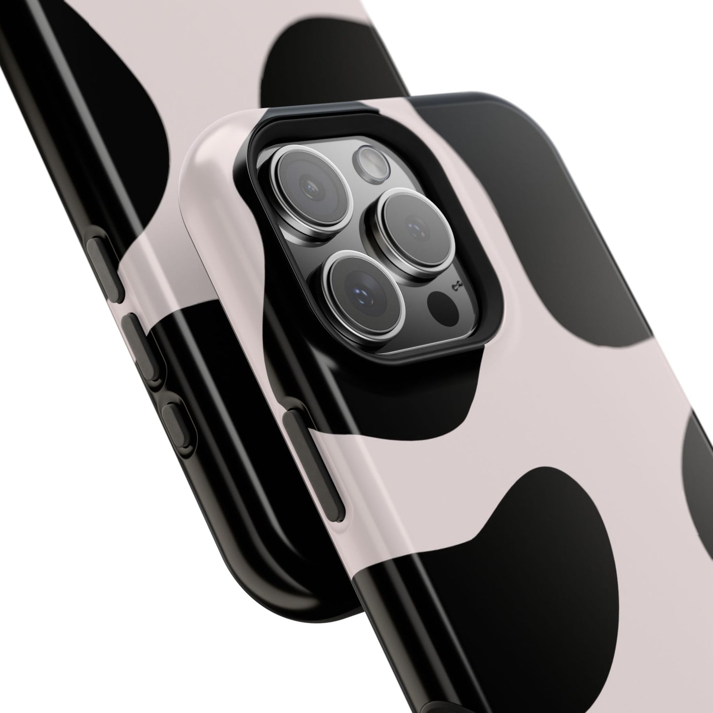 osbina | MagSafe compatible for iPhone | Prairie Chic Pink & Black Cow Print Phone Case | Modern Muse Collection