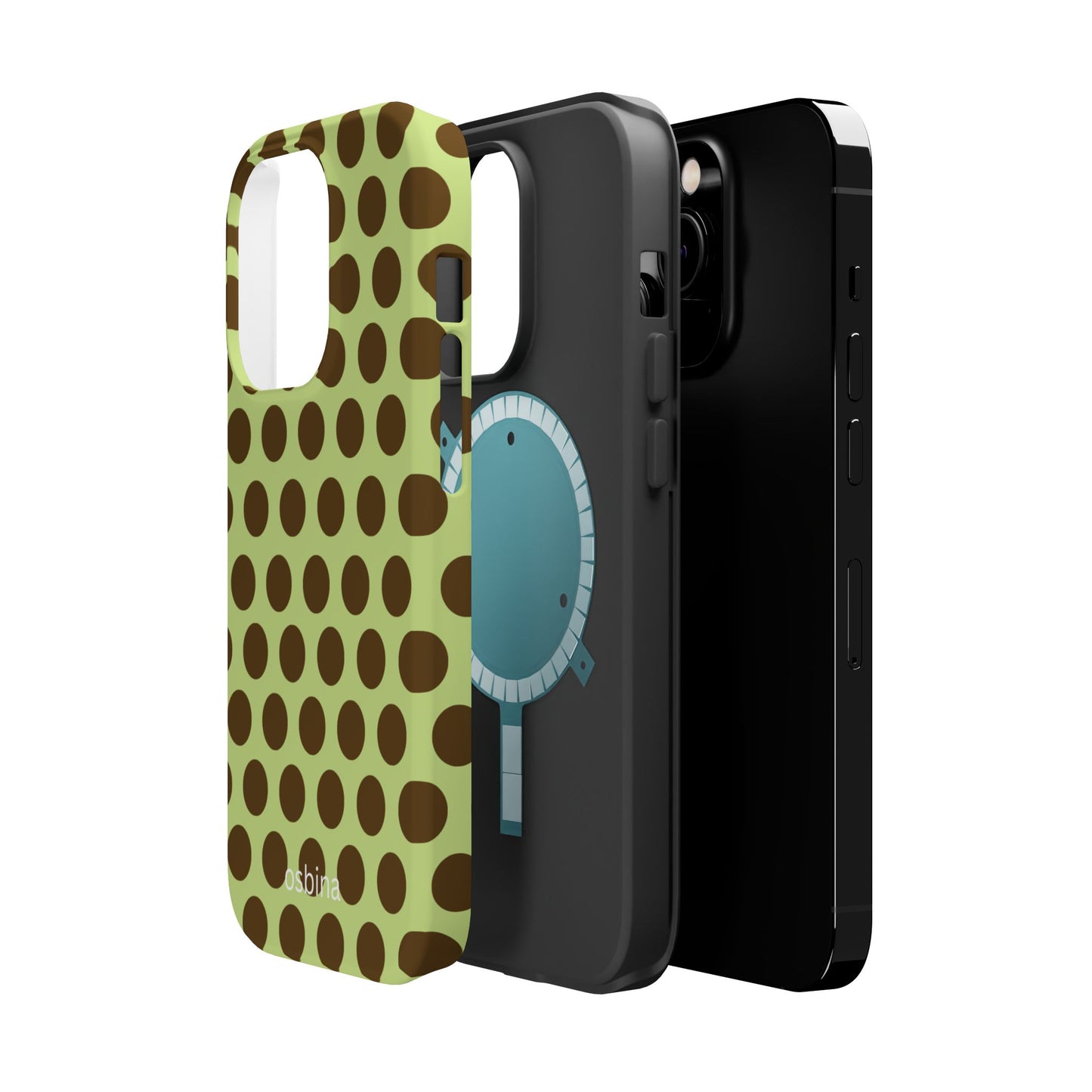osbina | MagSafe compatible for iPhone | Chartreuse Cocoa Dots Phone Case | Color Edit Collection