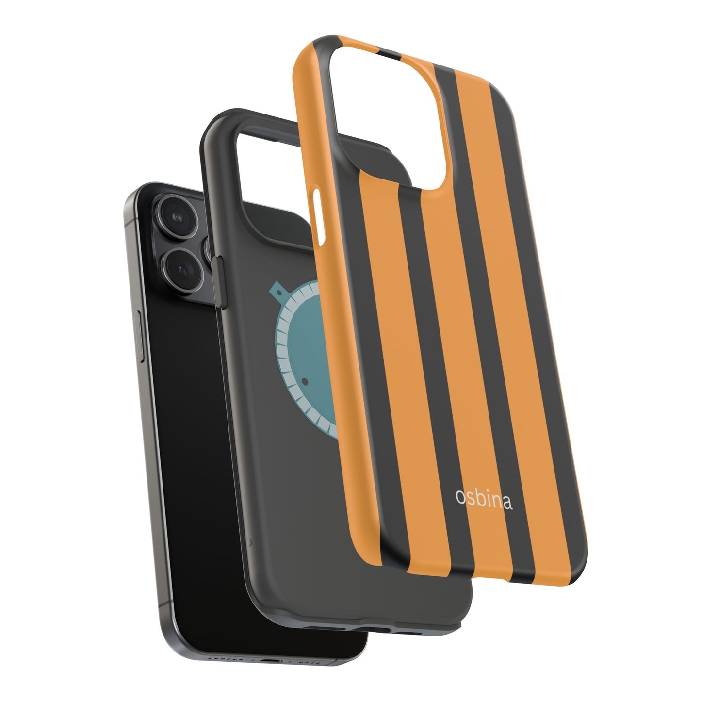 osbina | MagSafe Compatible for iPhone | The Statement Stripe Case in Black + Orange | The Season Collective