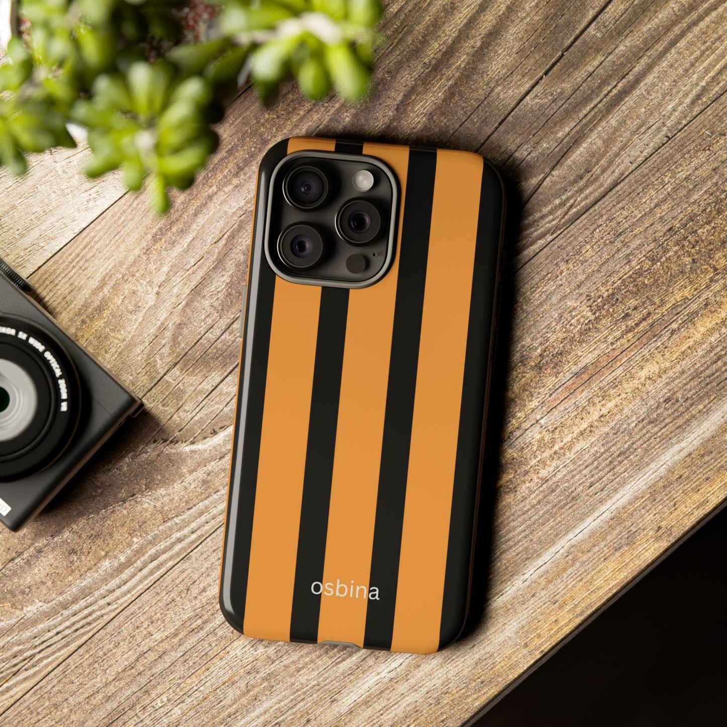 osbina | The Statement Stripe Case in Black + Orange | The Season Collective