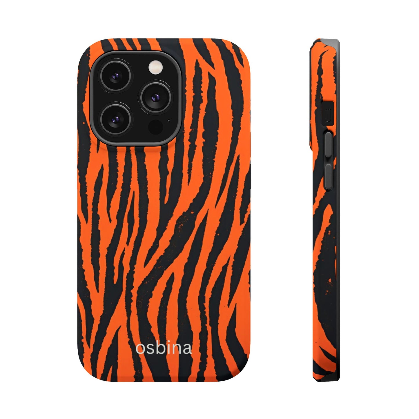 osbina | MagSafe Compatible for iPhone | Tiger, But Make It Chic — The Bengal Stripe Case in Orange + Black | The Season Collective