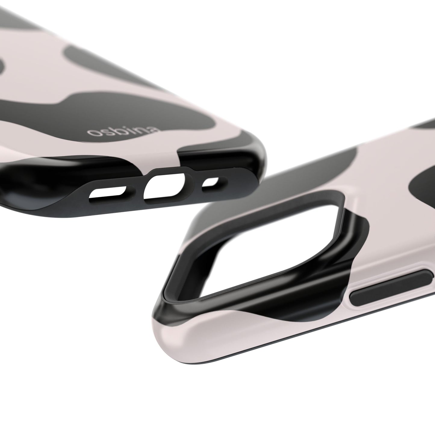 osbina | MagSafe compatible for iPhone | Prairie Chic Pink & Black Cow Print Phone Case | Modern Muse Collection