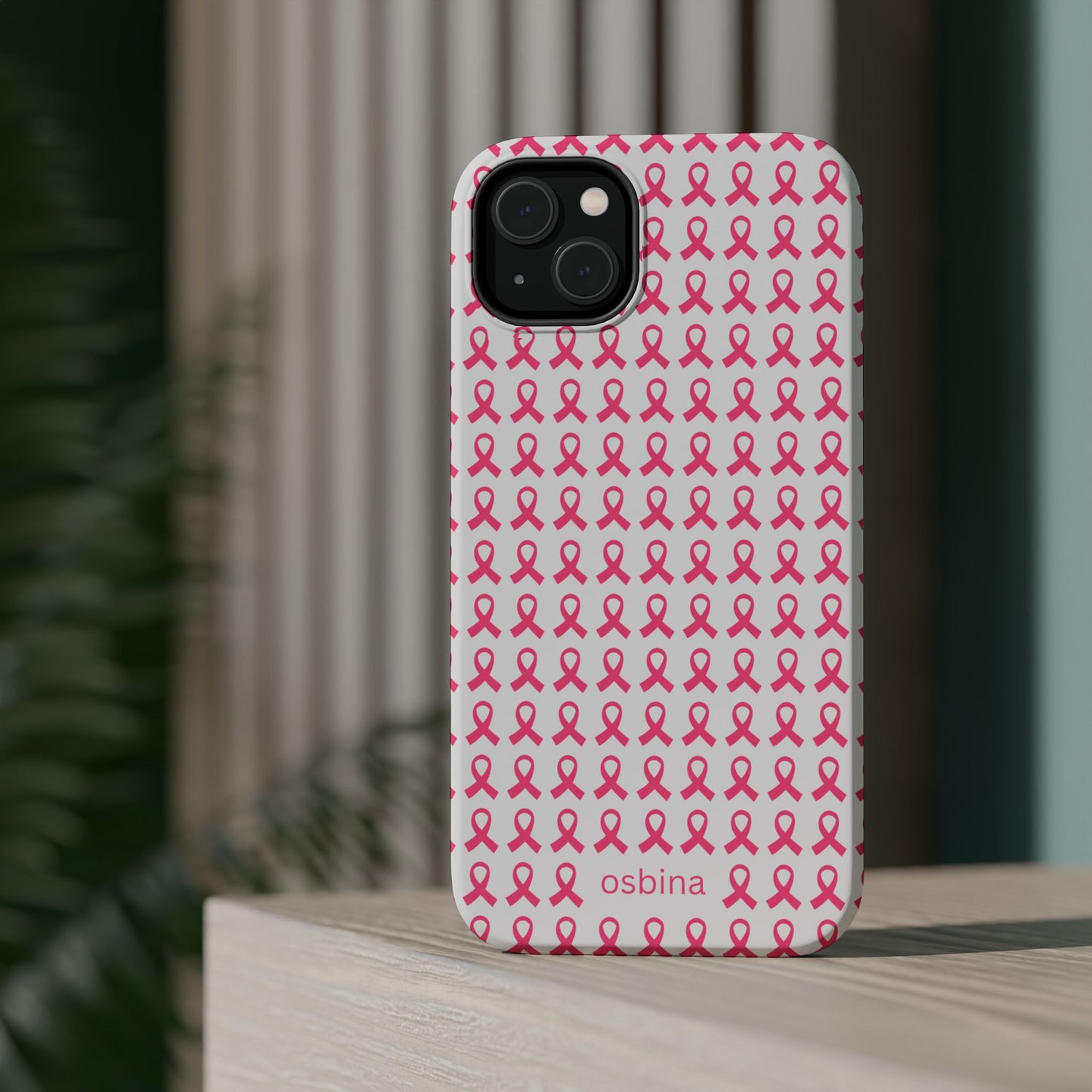 osbina | MagSafe compatible for iPhone | Limited Edition The Side By Side Pink Ribbons Case in Light Pink + Soft Pink + Hot Pink | The Pink October Collection | Inspired By
