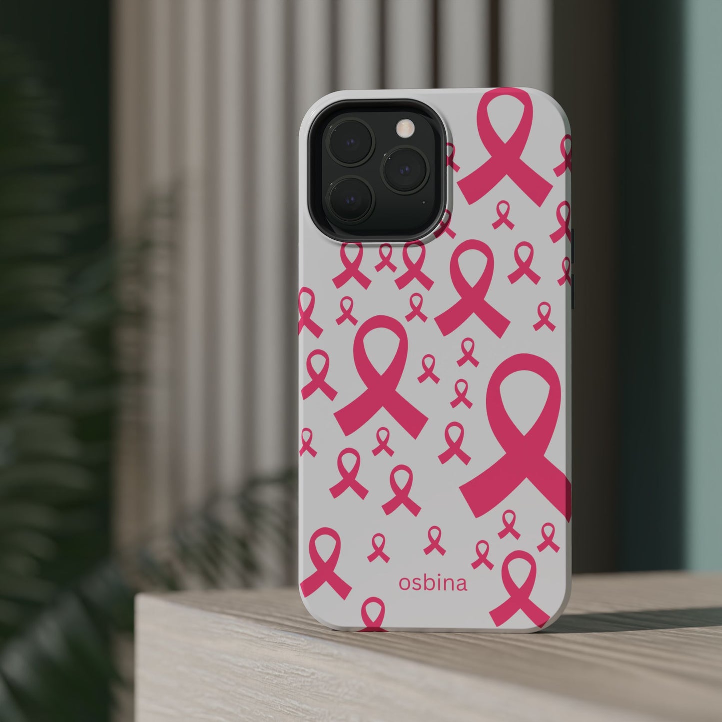 osbina | MagSafe compatible for iPhone | Limited Edition Strength in Ribbons Case in Light Pink + Soft Pink + Hot Pink | The Pink October Collection | Inspired By