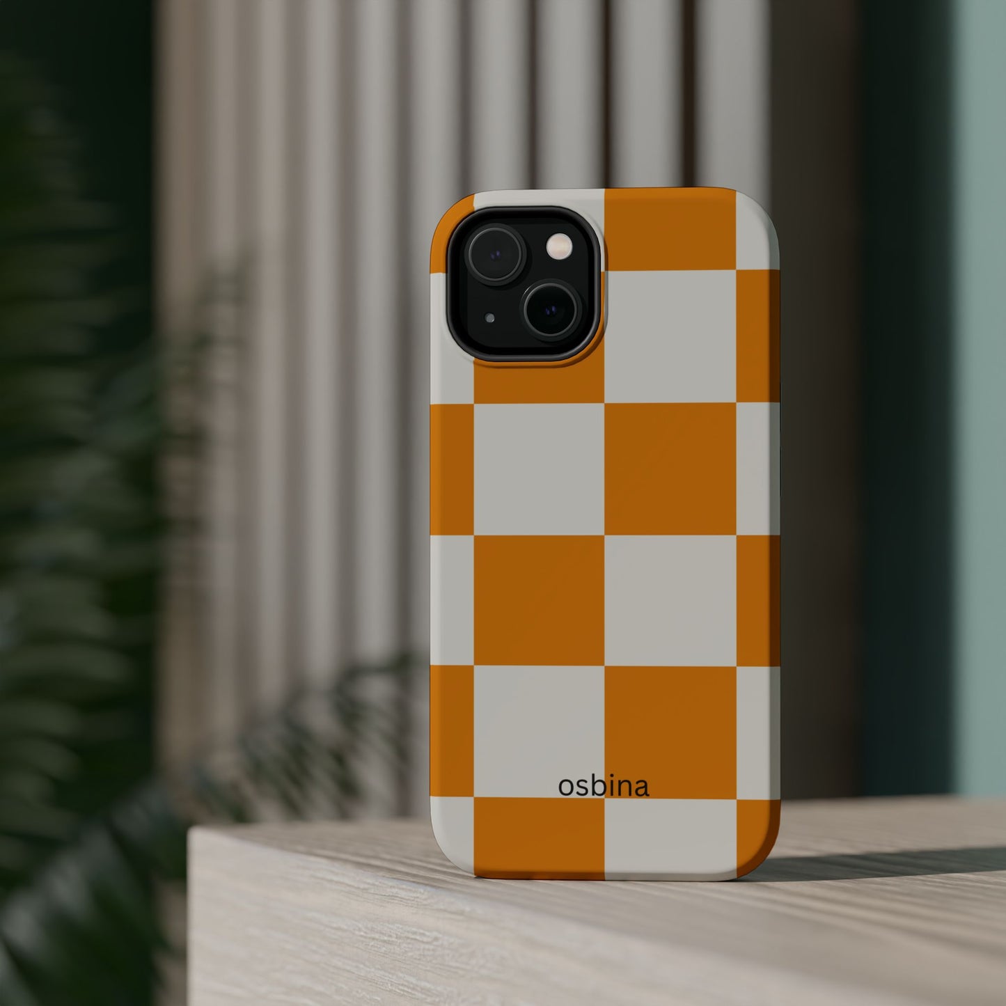 osbina | MagSafe Compatible for iPhone | Check You Out — The Orange + White Check Case | The Season Collective