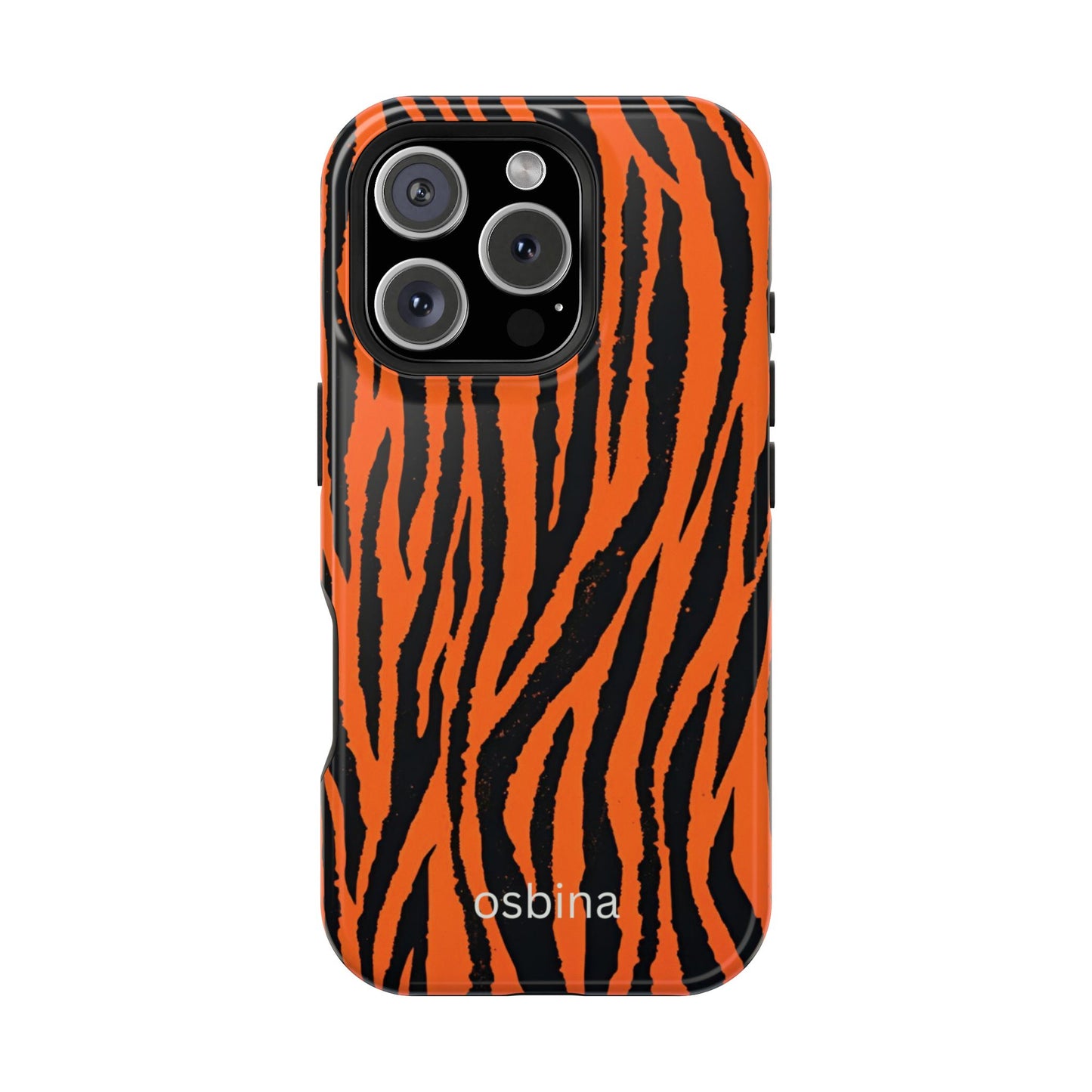 osbina | MagSafe Compatible for iPhone | Tiger, But Make It Chic — The Bengal Stripe Case in Orange + Black | The Season Collective