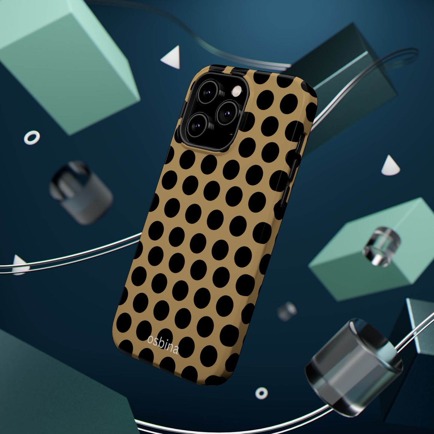 osbina | MagSafe compatible for iPhone | Camel Noir Dots Phone Case | Modern Muse Collection