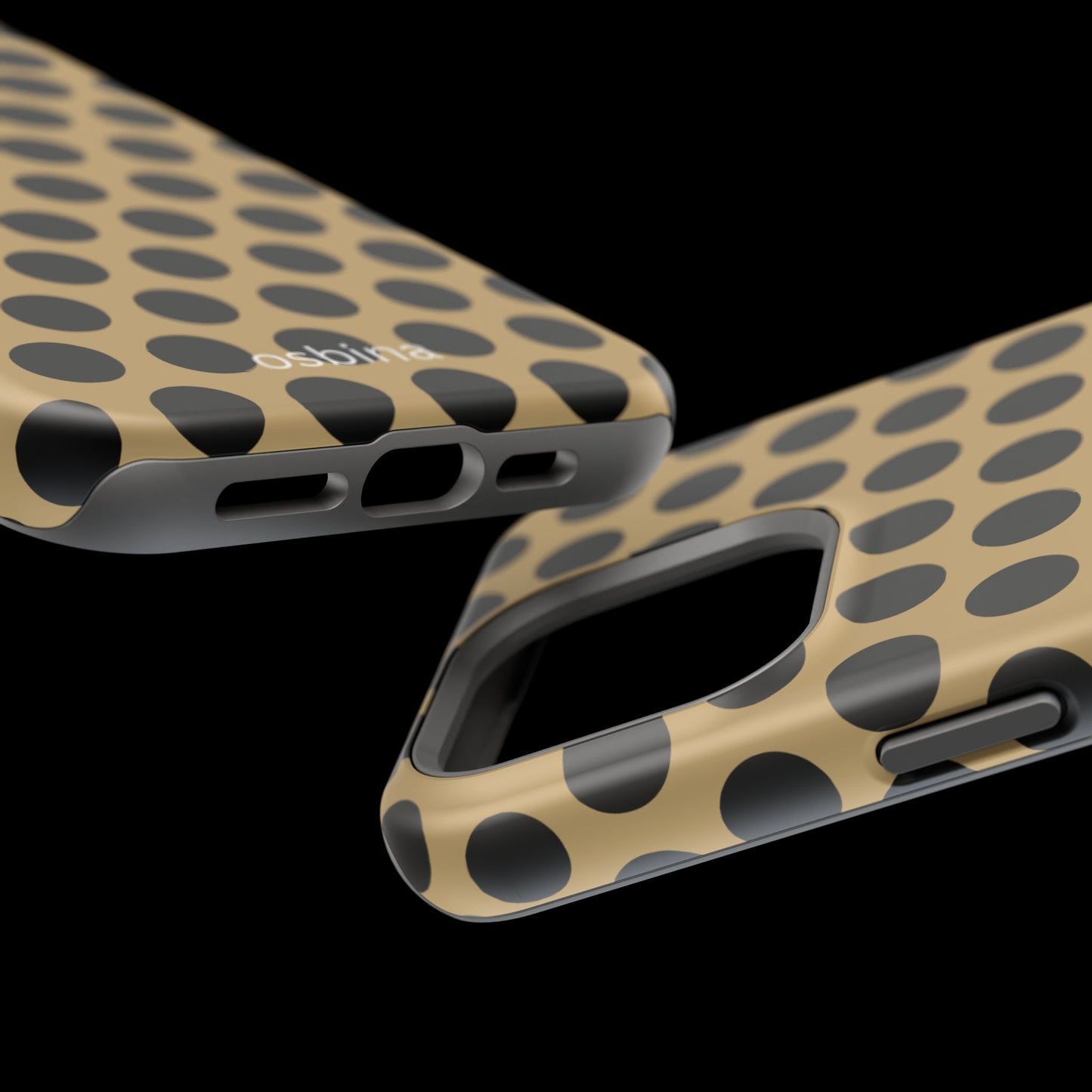 osbina | MagSafe compatible for iPhone | Camel Noir Dots Phone Case | Modern Muse Collection