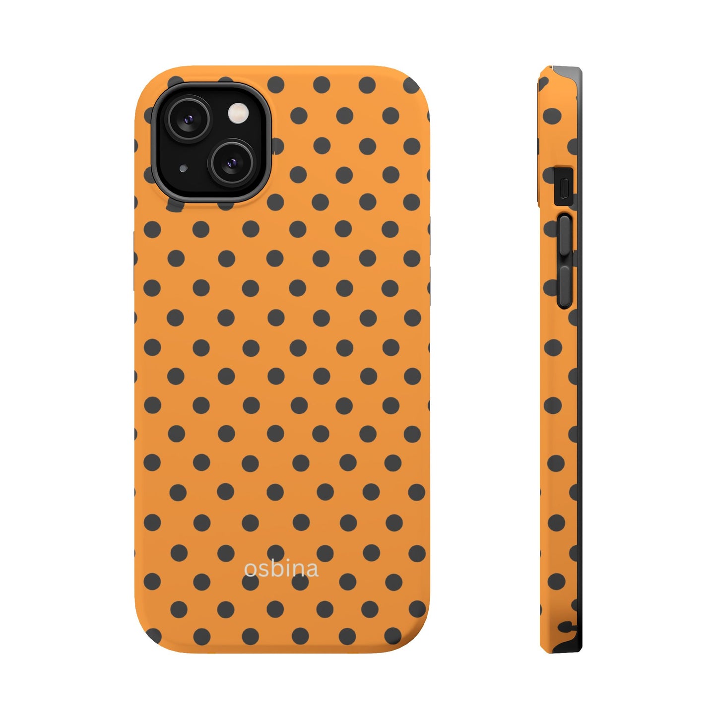 osbina | MagSafe Compatible for iPhone | Spot On Chic — The Orange + Black Polka Dot Case | The Season Collective