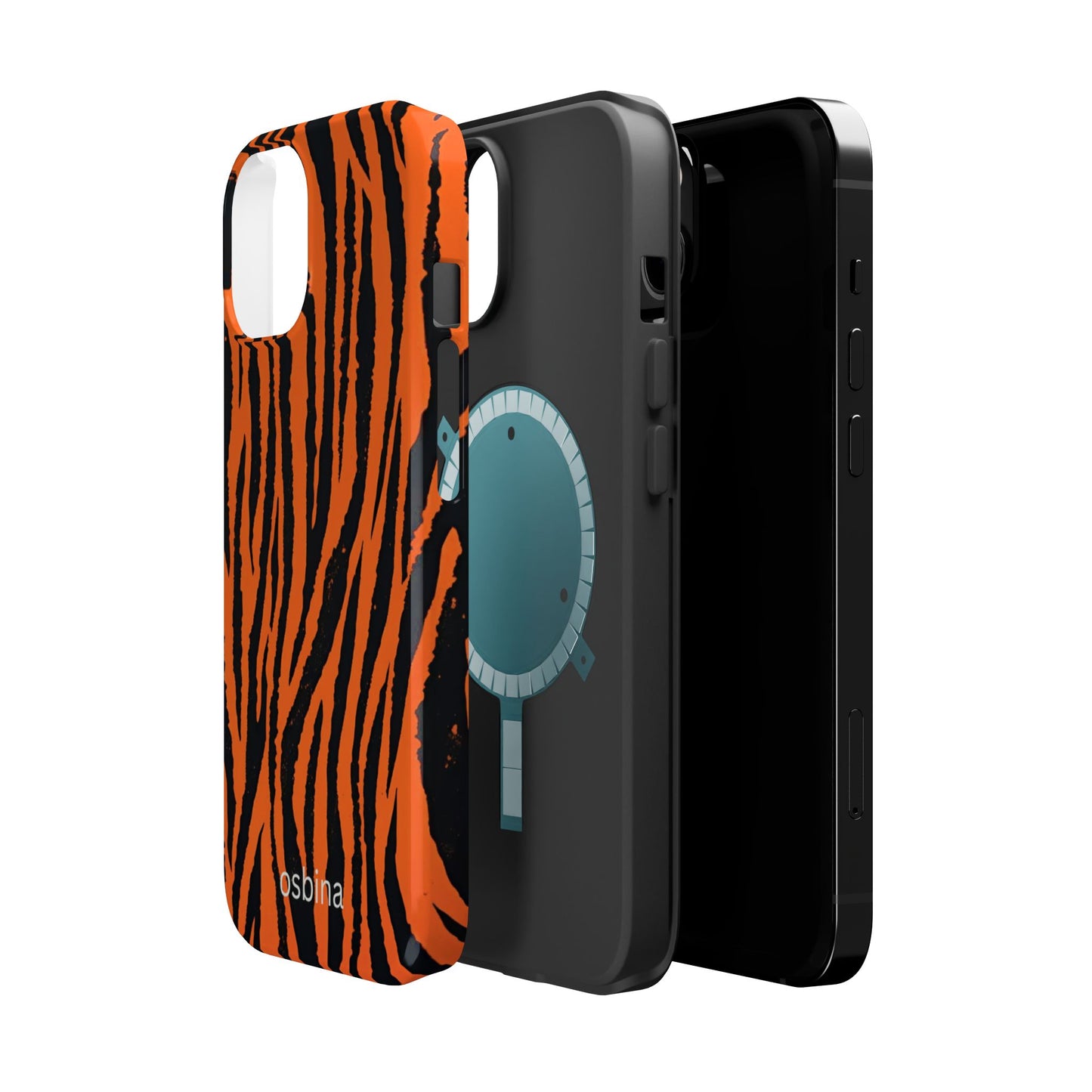 osbina | MagSafe Compatible for iPhone | Tiger, But Make It Chic — The Bengal Stripe Case in Orange + Black | The Season Collective