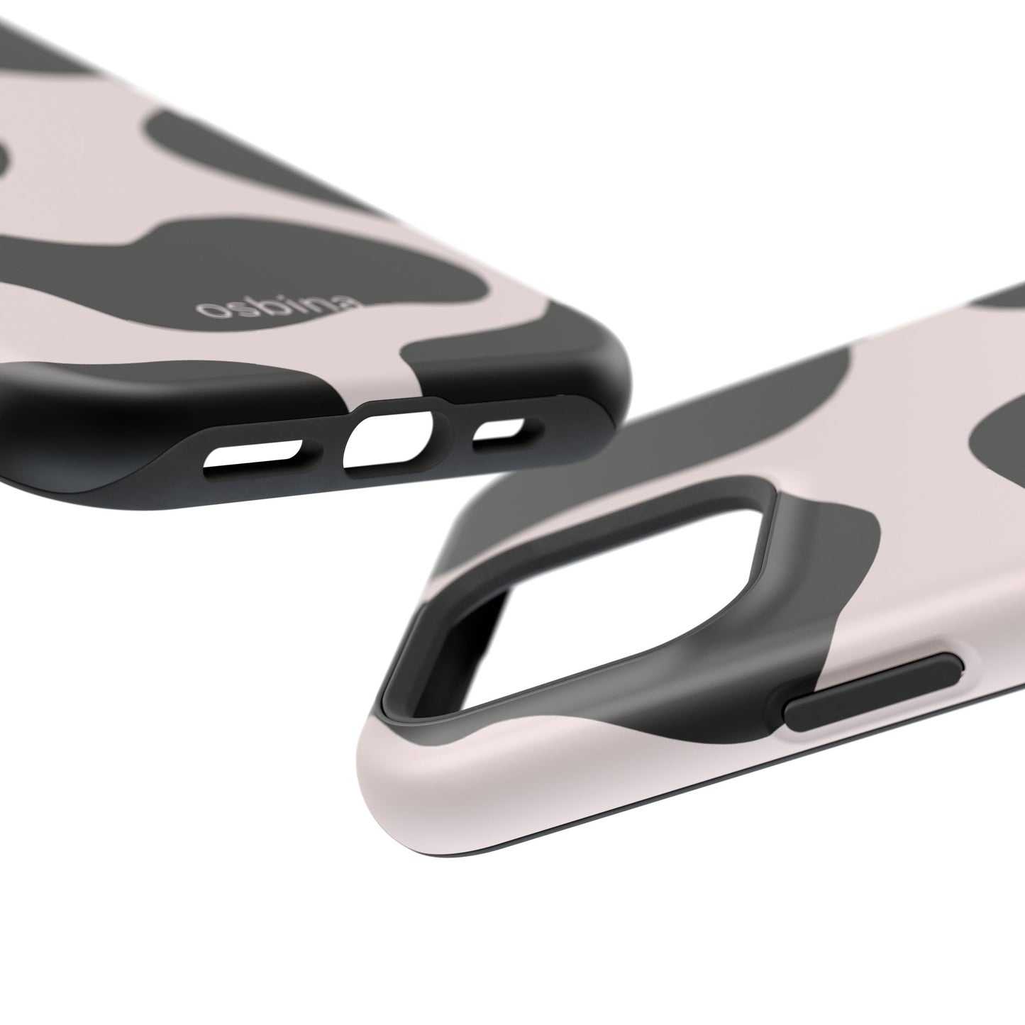 osbina | MagSafe compatible for iPhone | Prairie Chic Pink & Black Cow Print Phone Case | Modern Muse Collection