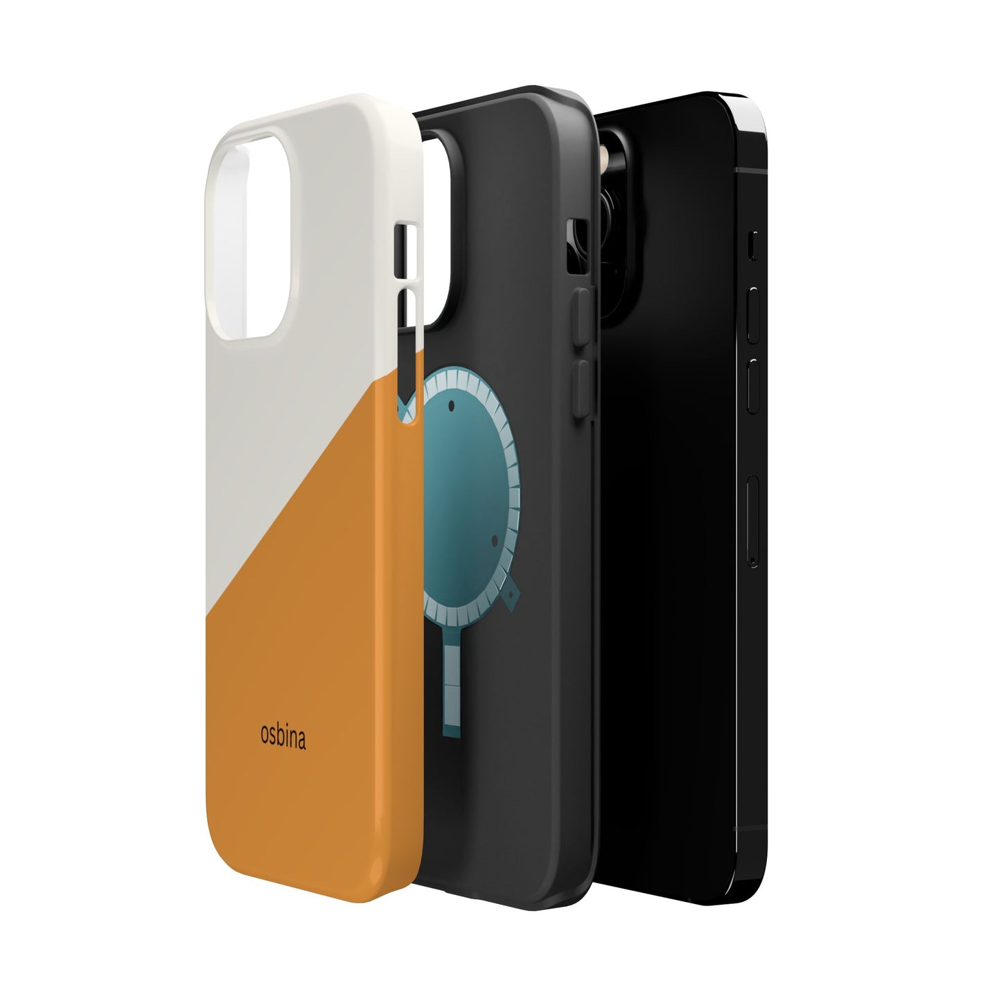 osbina | MagSafe Compatible for iPhone | Divide & Conquer — The Orange + White Split Diagonal Case | The Season Collective